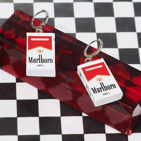 Mini Marlboro Cigarette Huggie Earrings 90s Jewelry -