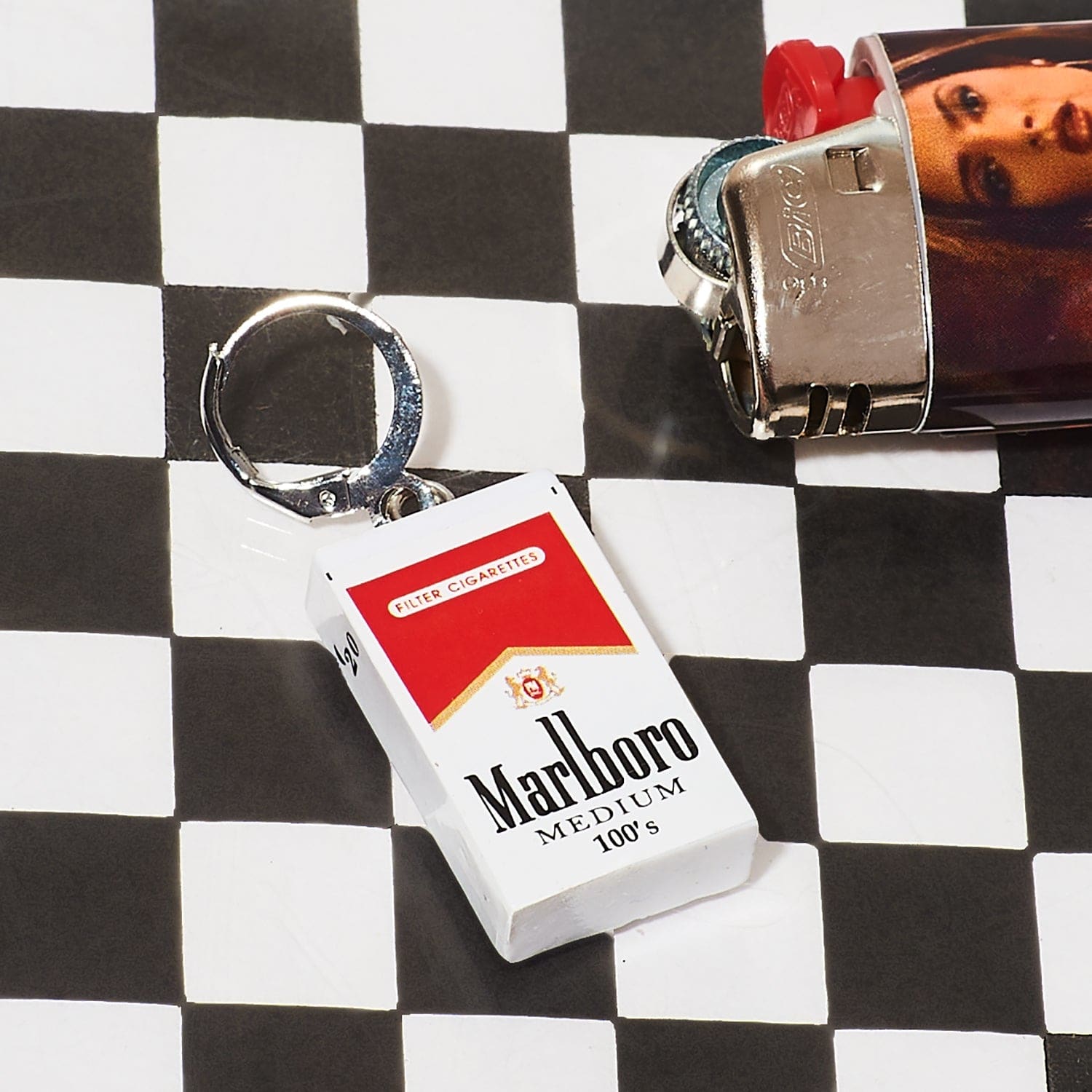 Mini Marlboro Cigarette Huggie Earrings 90s Jewelry -