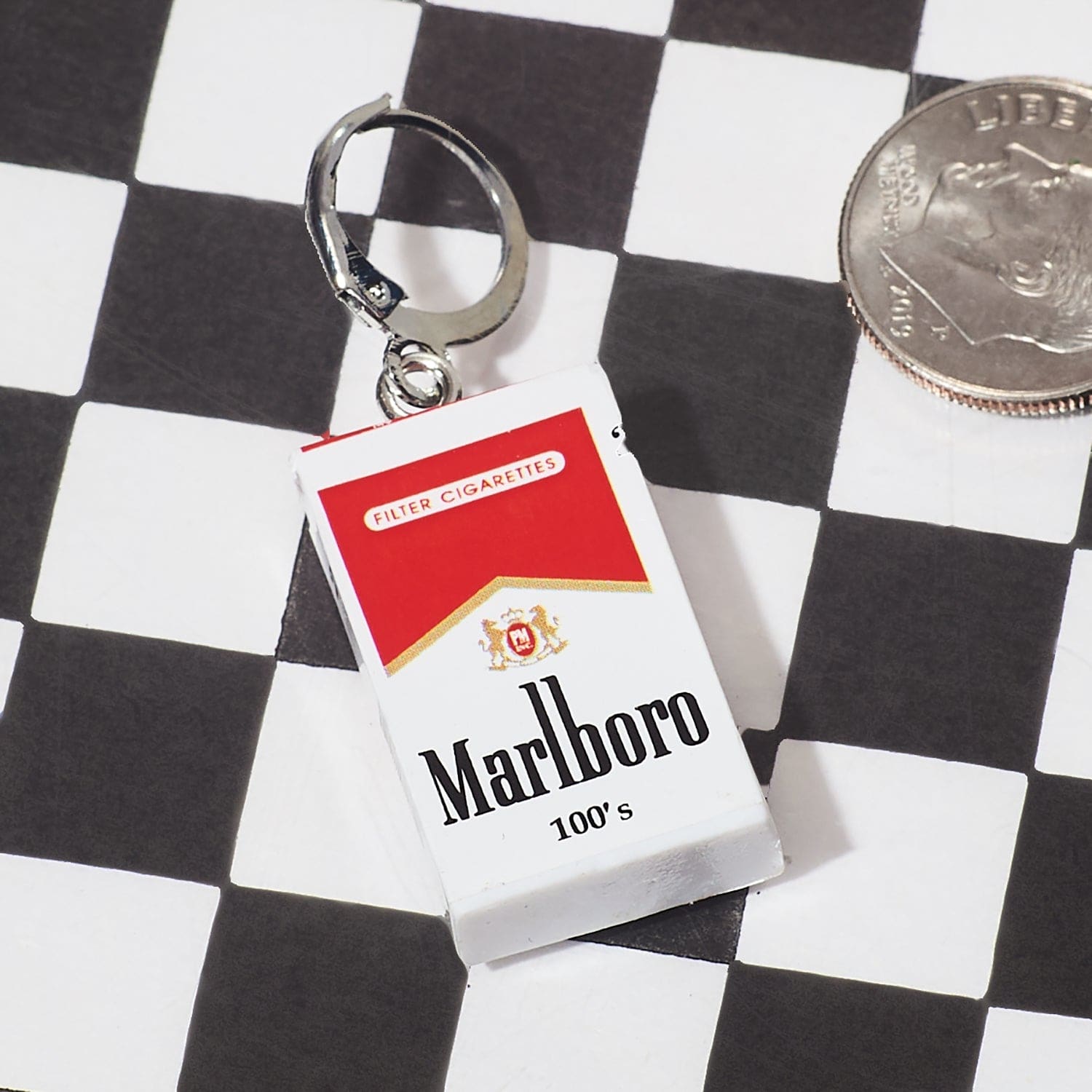 Mini Marlboro Cigarette Huggie Earrings 90s Jewelry -