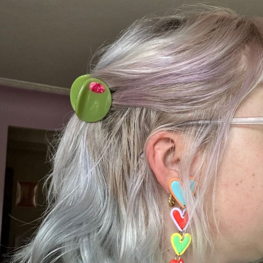 Mini Stuffed Olive Hair Clip - Single Cute Hair Clip - Fake