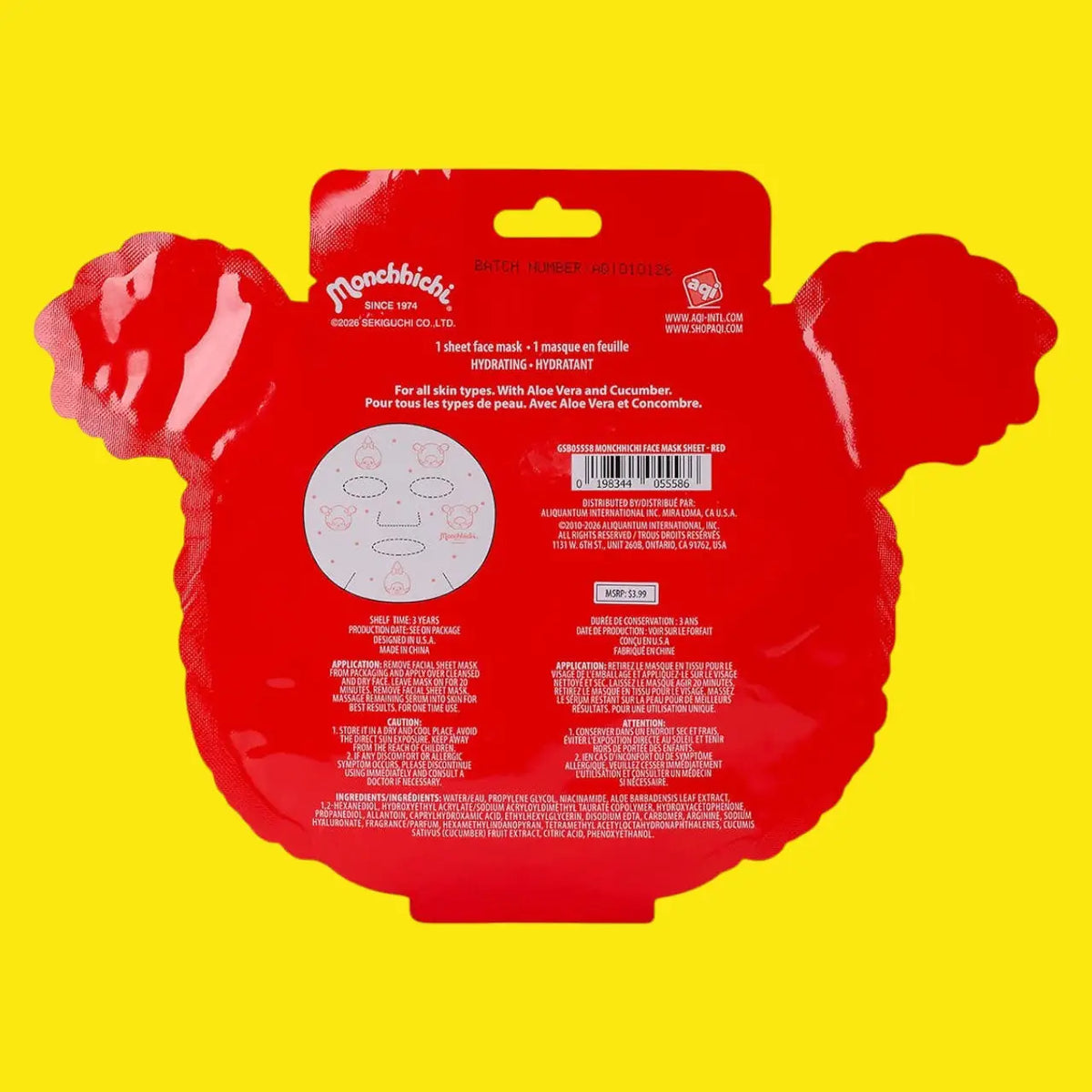 Monchhichi Sheet Face Mask - Red - Friends Nyc Brooklyn Ny