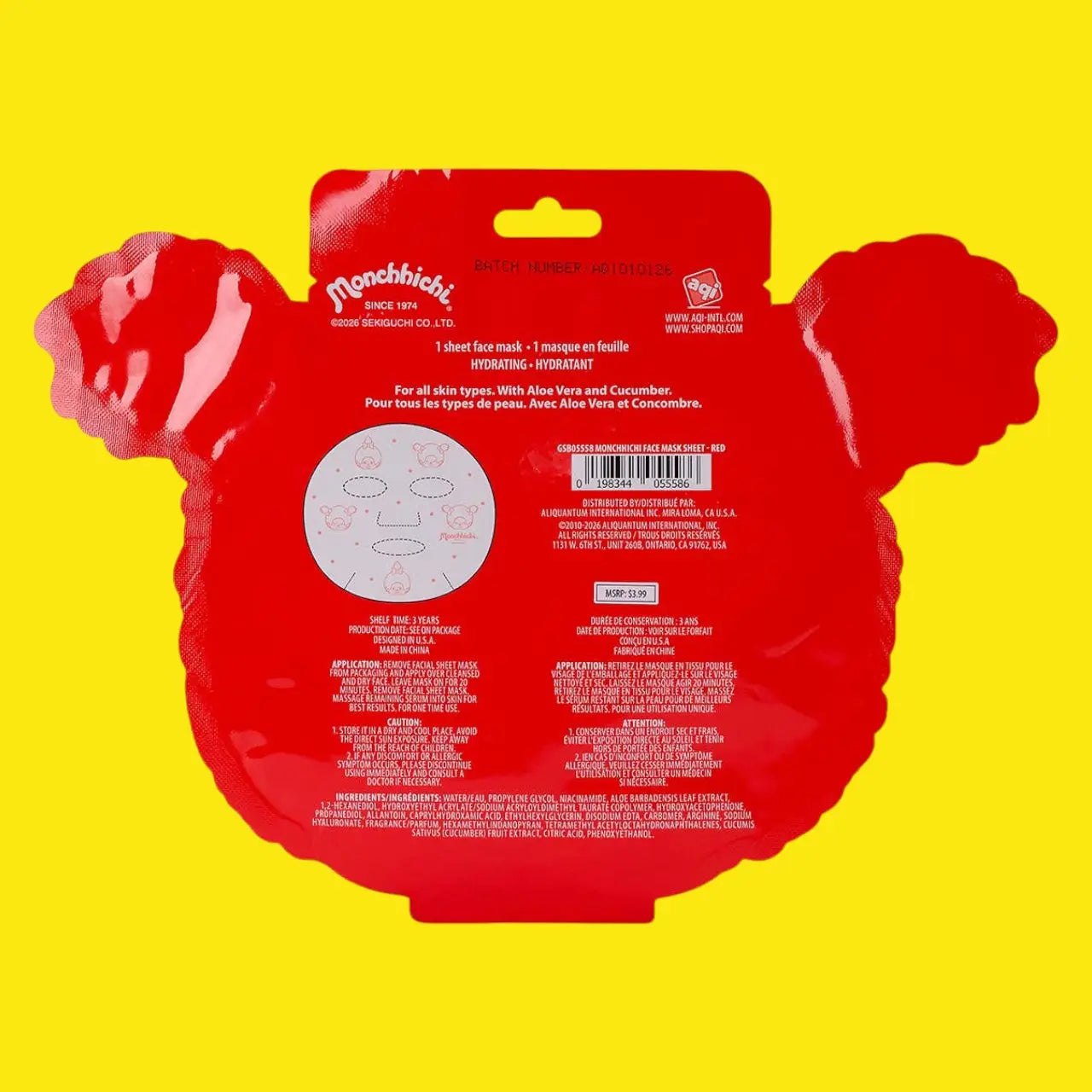 Monchhichi Sheet Face Mask - Red - Friends Nyc Brooklyn Ny