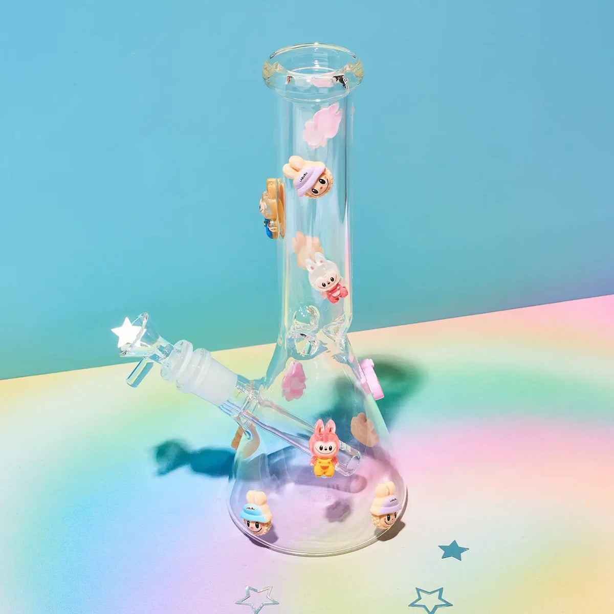 Monsters Labubu Charm Applique Glass Bong Monster Clear