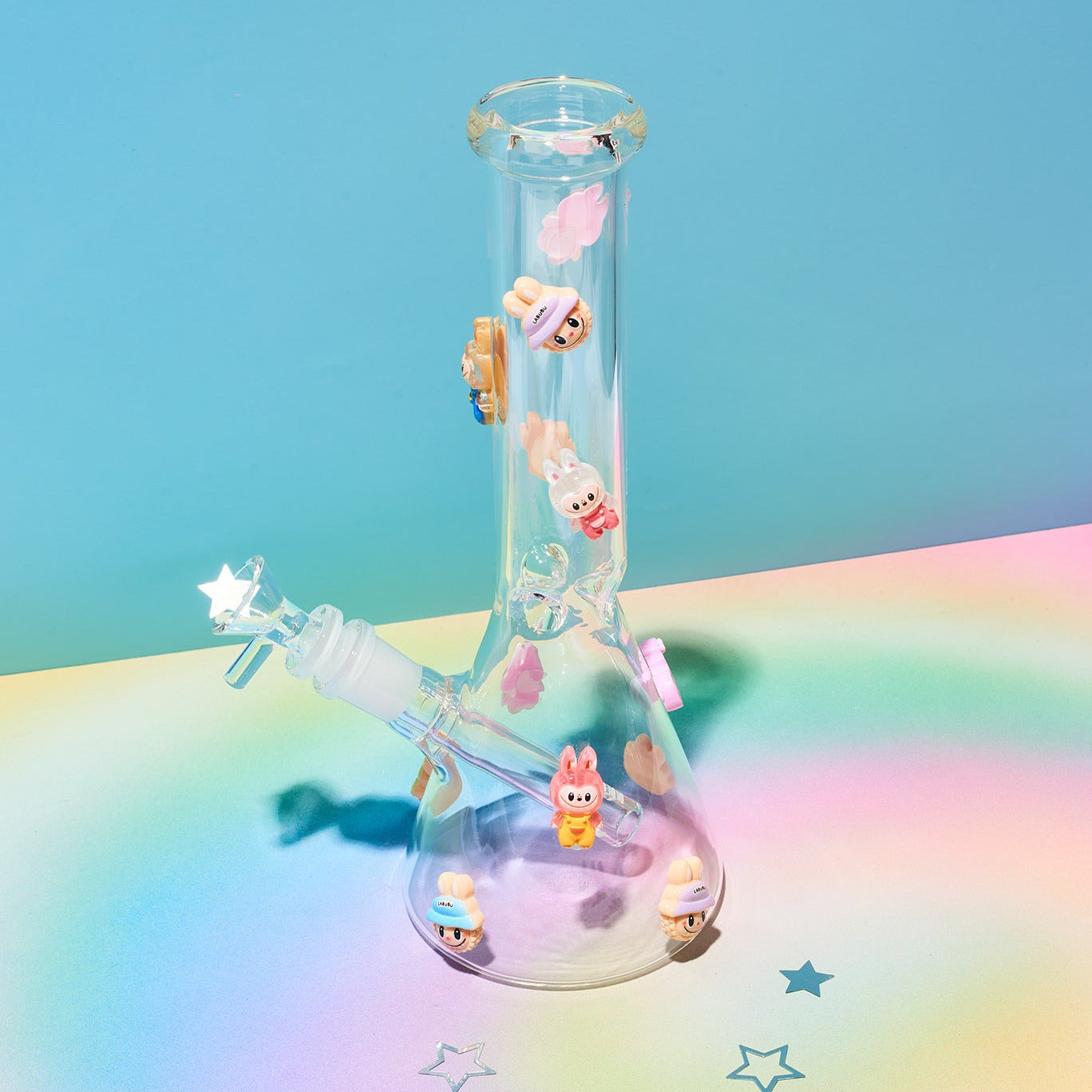 Monsters Labubu Charm Applique Glass Bong Monster Clear