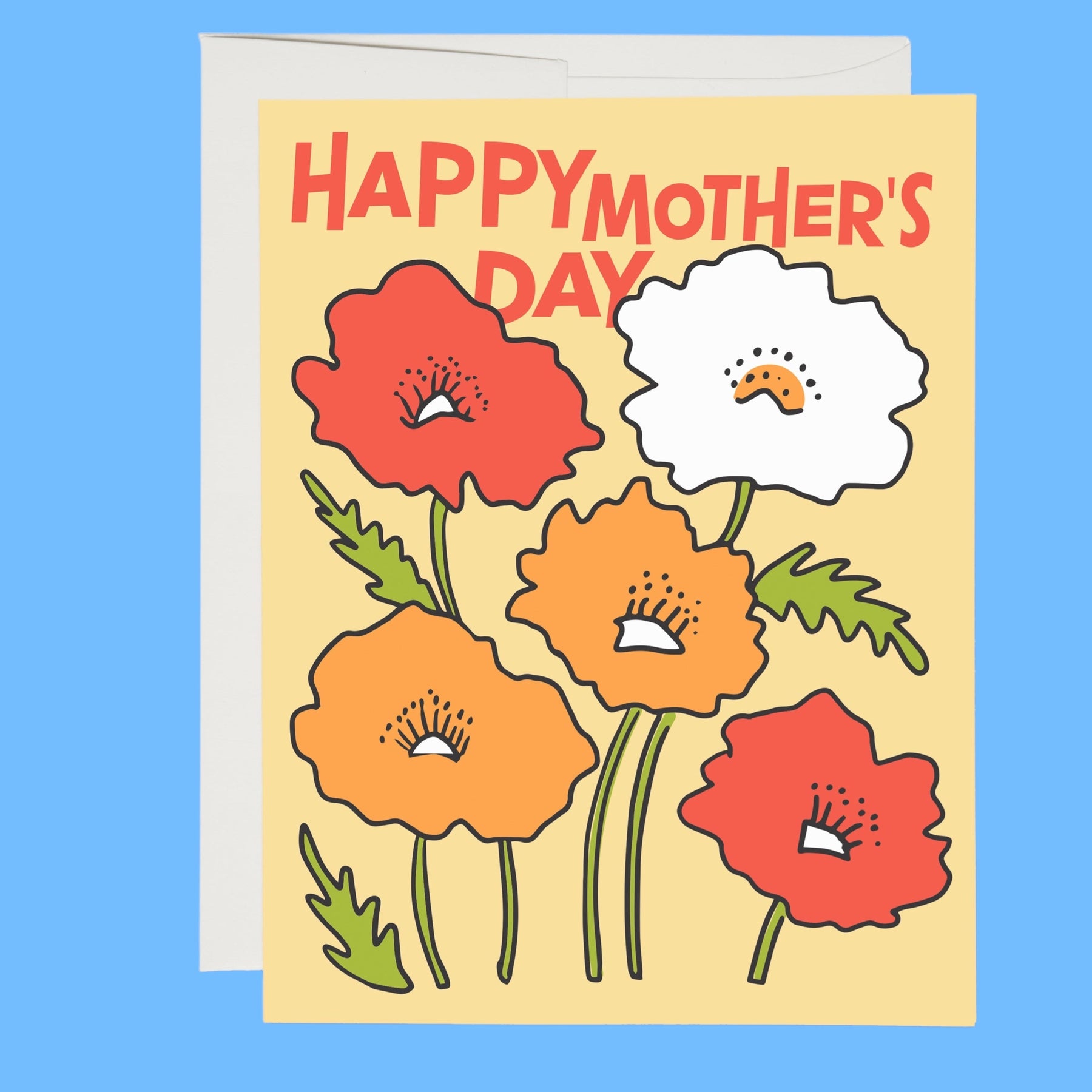 Mother's Day card with flowers on a blue background