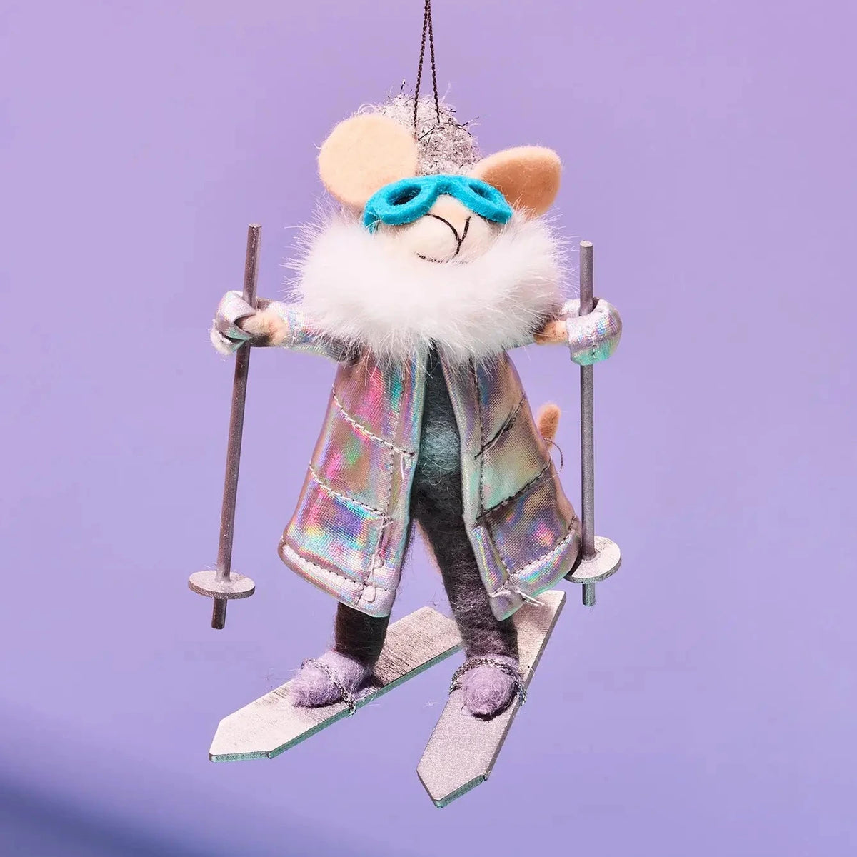 Mouse Skiier Silver Jacket Felt Ornament Skier | Friends