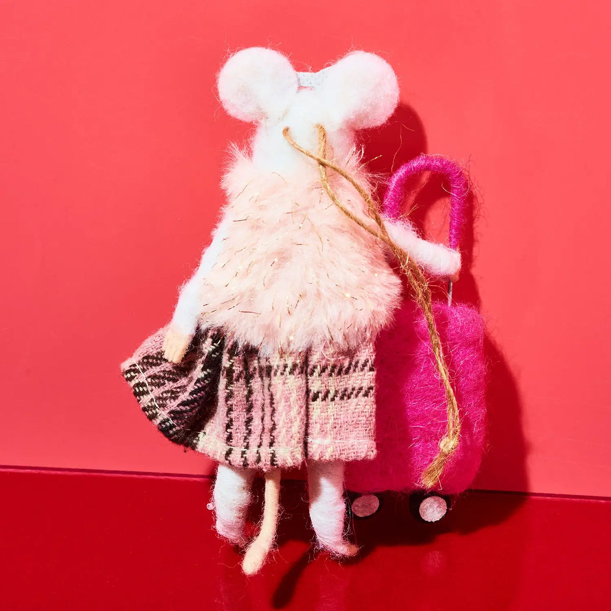 Mouse with Suitcase Felt Ornament | Friends Nyc Brooklyn Ny