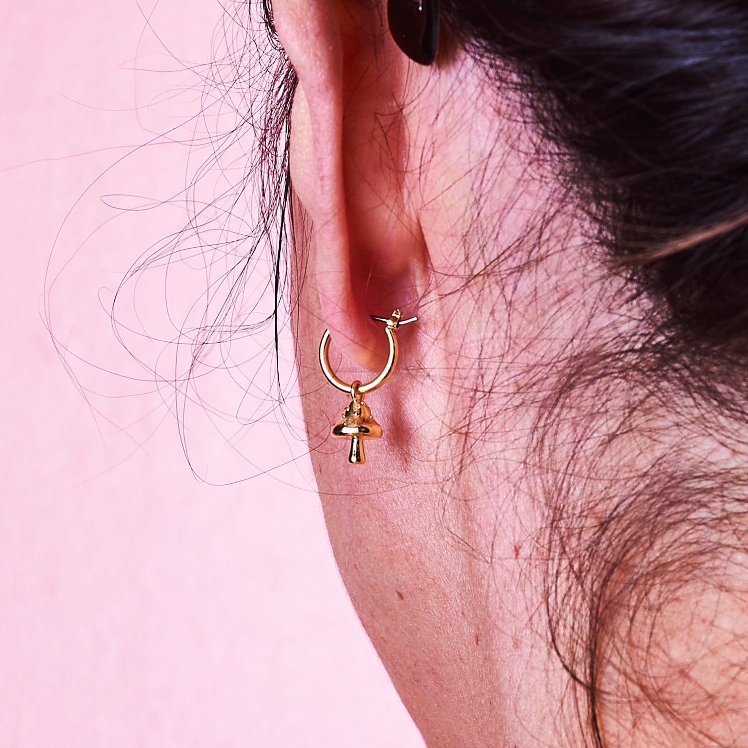 Mushroom Drop Huggies Hoops Mayjewelry
