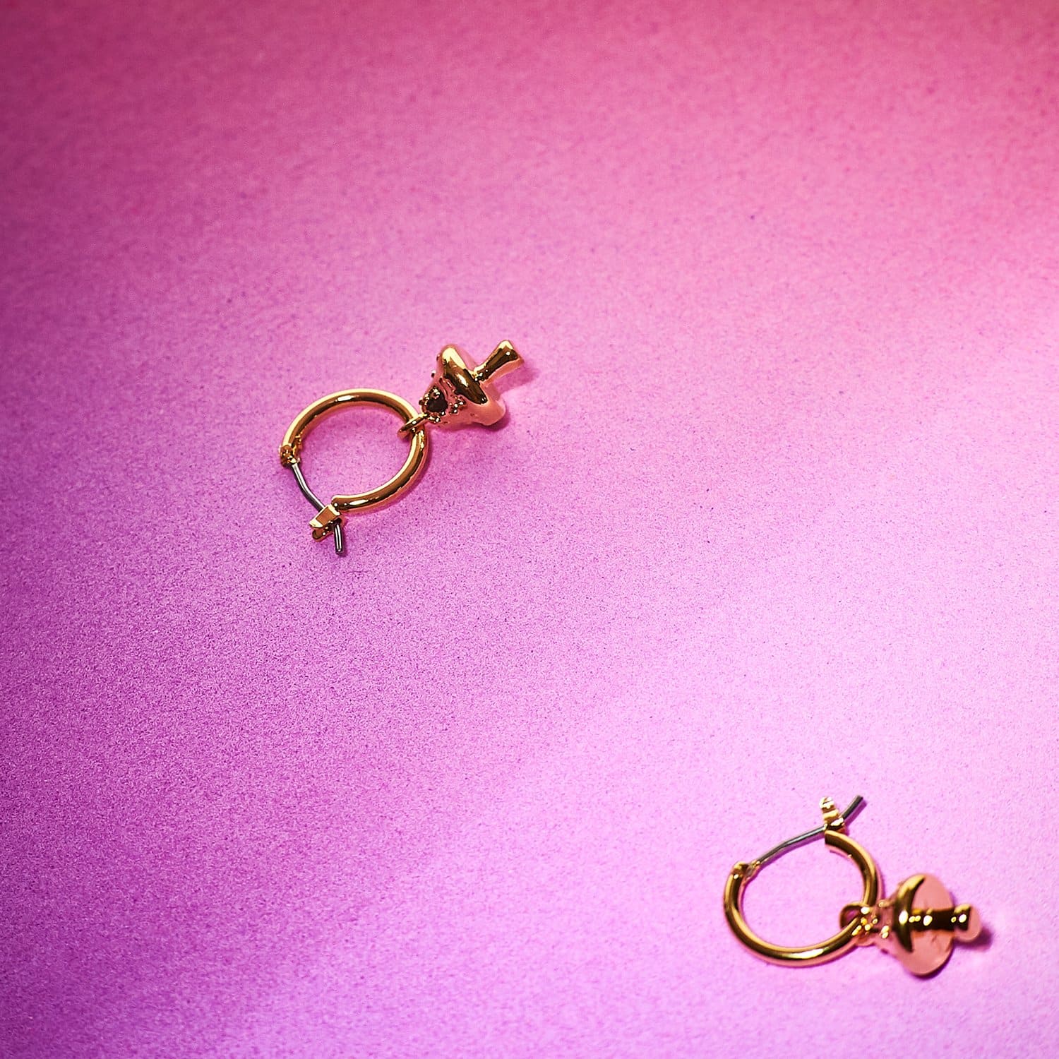Mushroom Drop Huggies Hoops Charm Earrings - Costume Jewelry