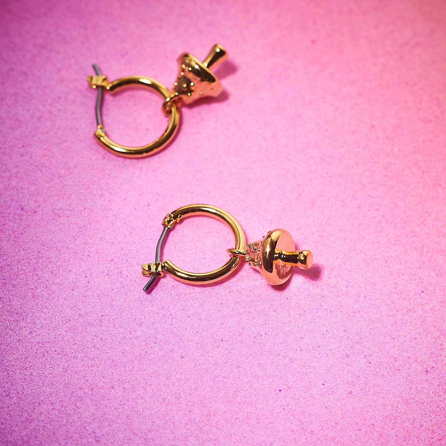 Mushroom Drop Huggies Hoops Charm Earrings - Costume Jewelry