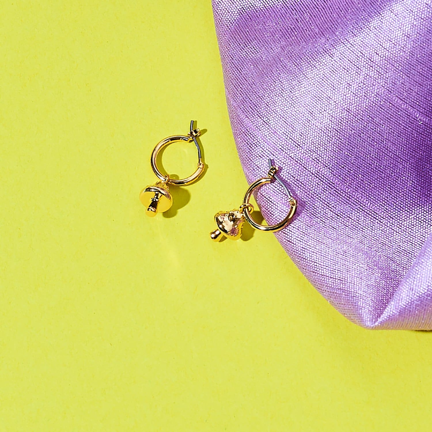 Mushroom Drop Huggies Hoops Mayjewelry