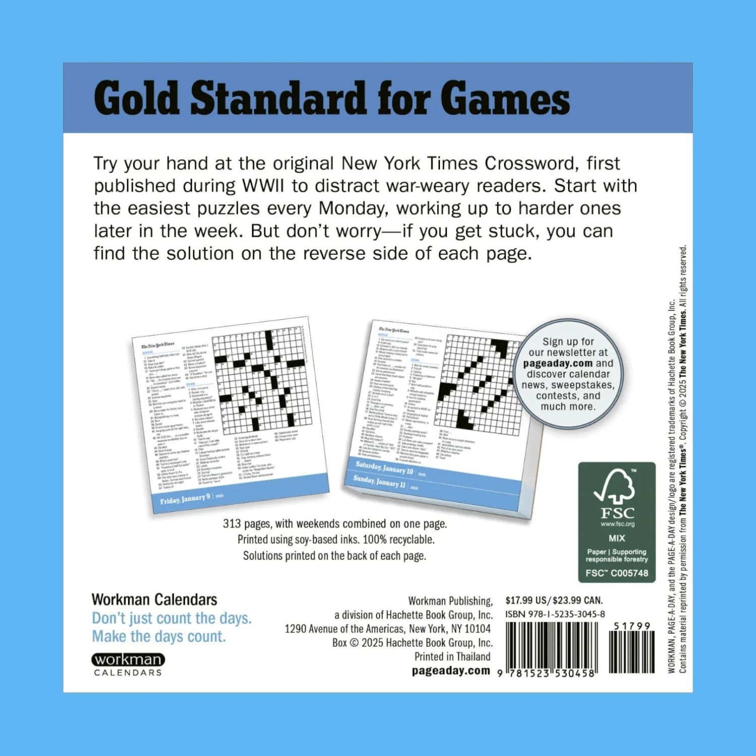 New York Times Crossword Page a Day Calendar 2026 Brain