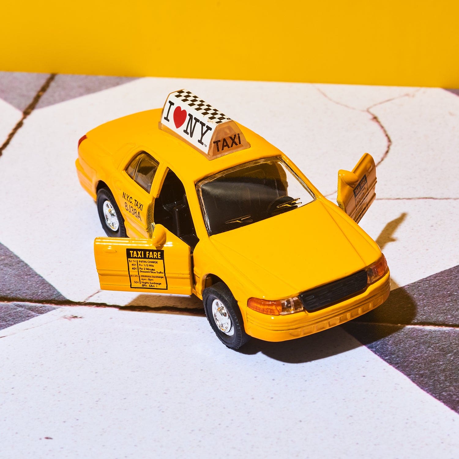 NYC Yellow Taxi Cab Die-Cast Model I ❤️ NY Pull-Back Action