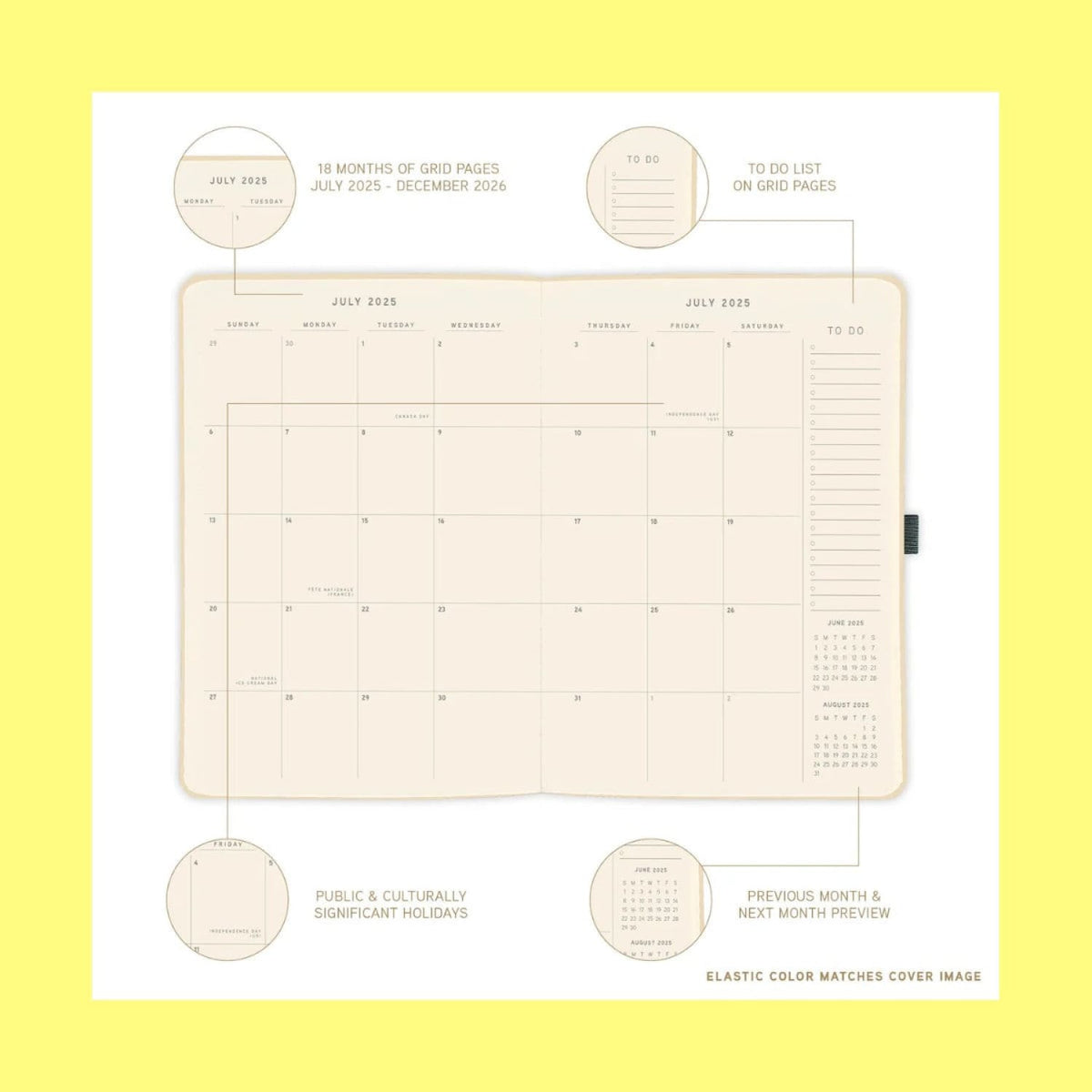 Olive Hardbound Planner 2026 Calendar26 Fake Food Green Tea