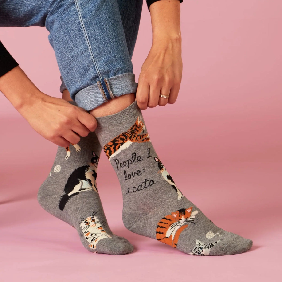 People i Love: Cats Women’s Socks Blue q Crew | Friends Nyc