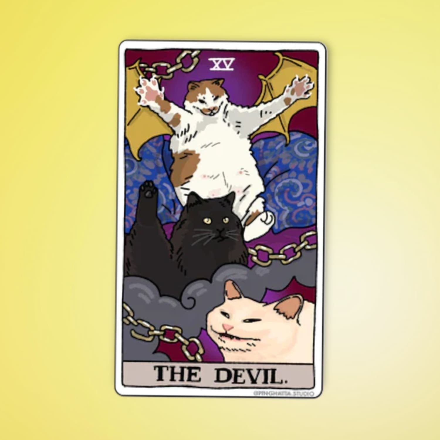 Ping Hatta Sticker - Tarot Cat The Devil 0822 - Artist Made