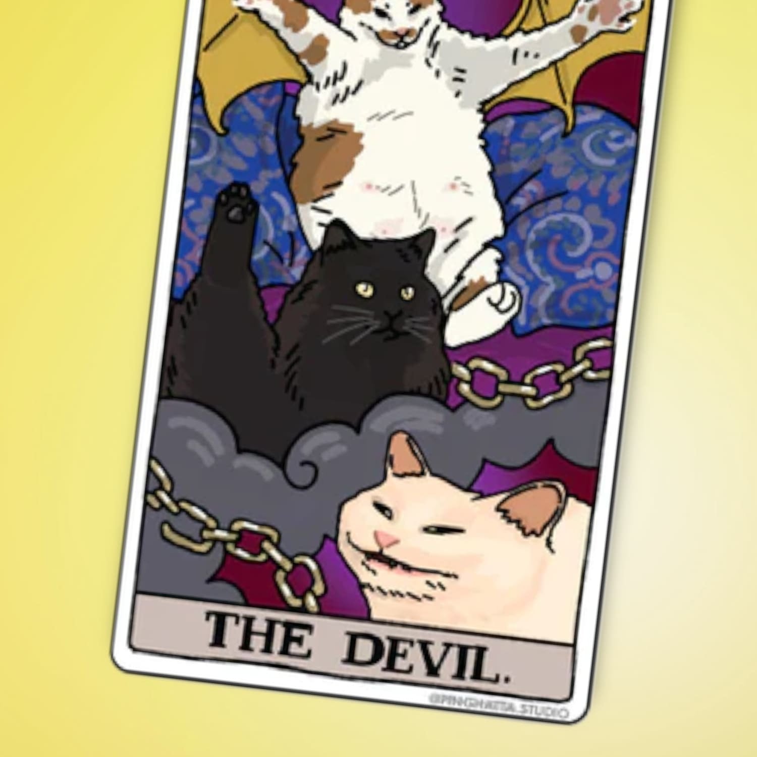 Ping Hatta Sticker - Tarot Cat The Devil 0822 - Artist Made