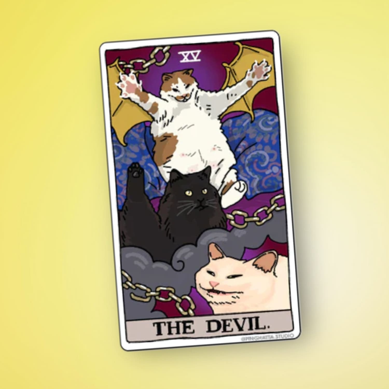 Ping Hatta Sticker - Tarot Cat The Devil 0822 - Artist Made