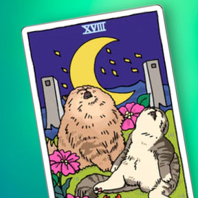 Ping Hatta Sticker - Tarot Cat The Moon Artist Made - Cat