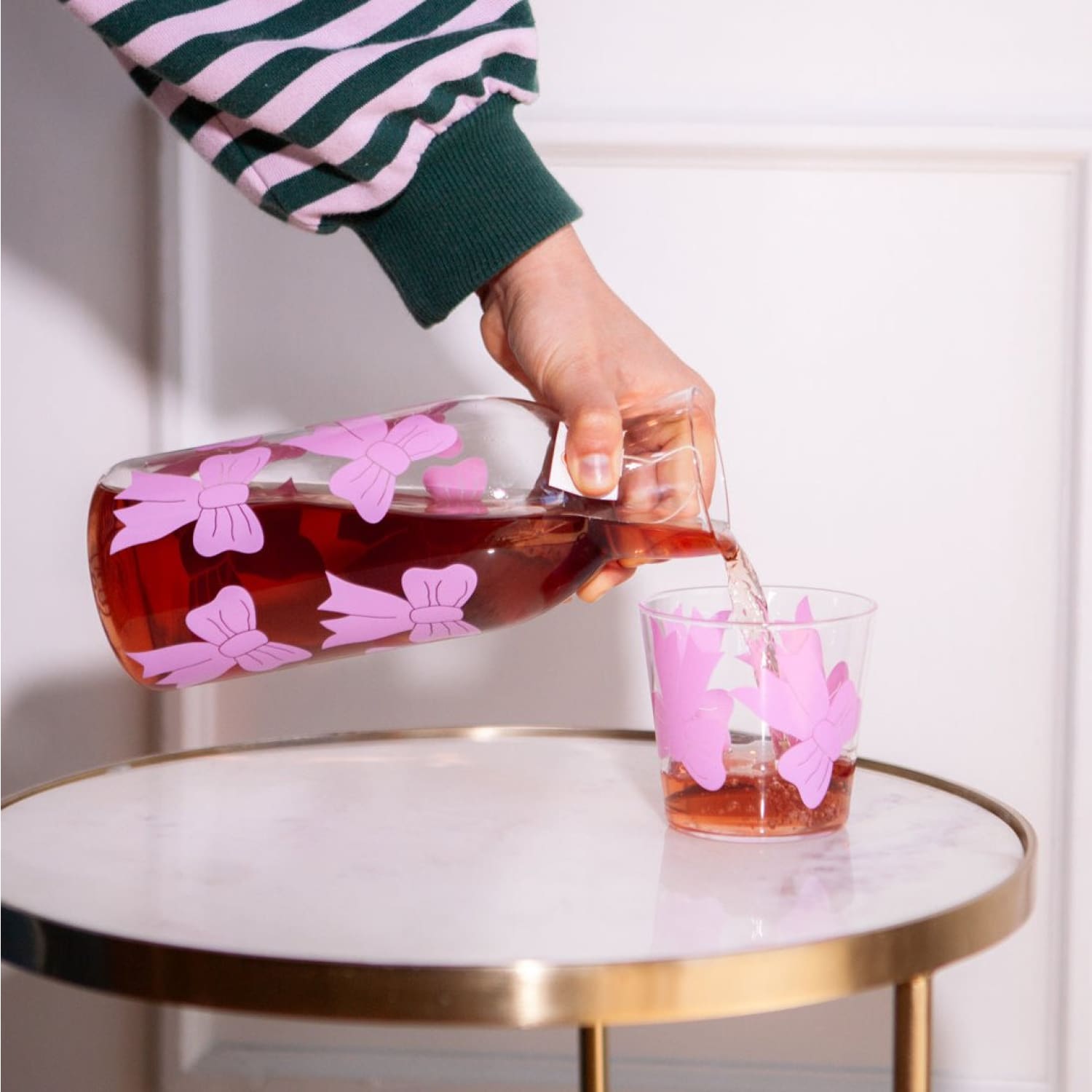 Pink Bow Carafe and Glass Set Bow - Boxed - Carafe