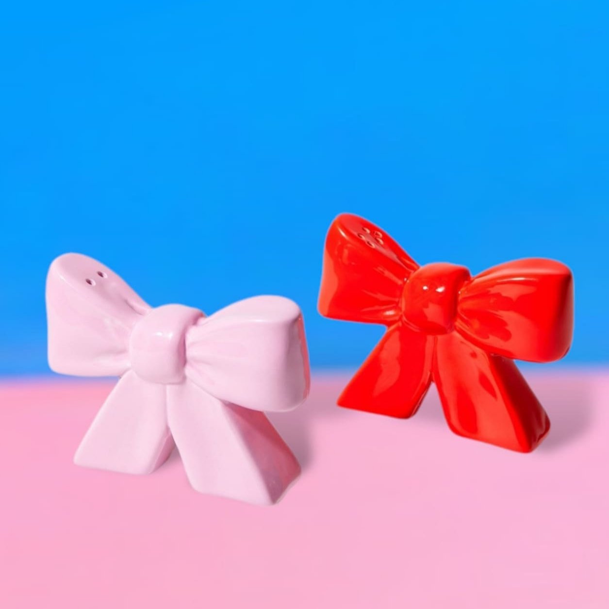 Bow Ribbon Salt and Pepper Shakers Bow - Boxed - Ceramic