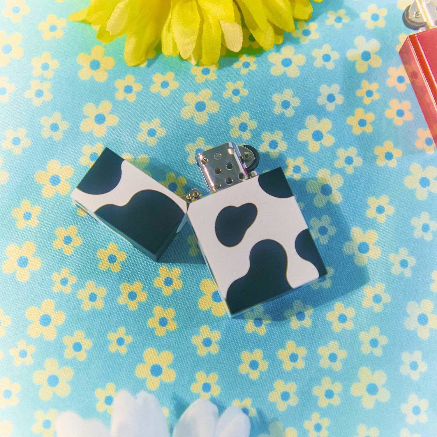 Cow Print Hard Edge Lighter Aesthetic - Animal - Cow - Print