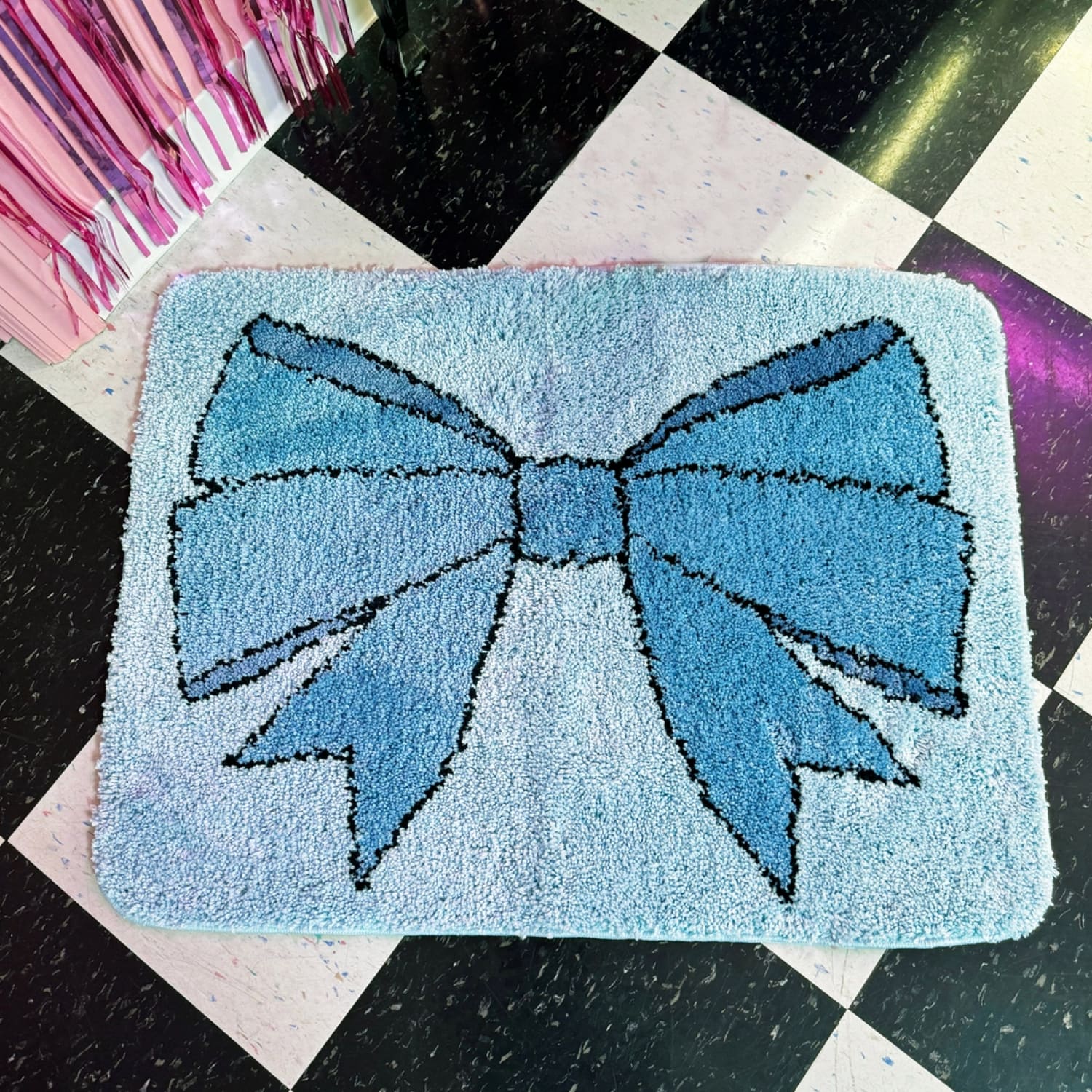 Ribbon Bow Rug Accent - Home Decor Kitsch Maximalist Novelty