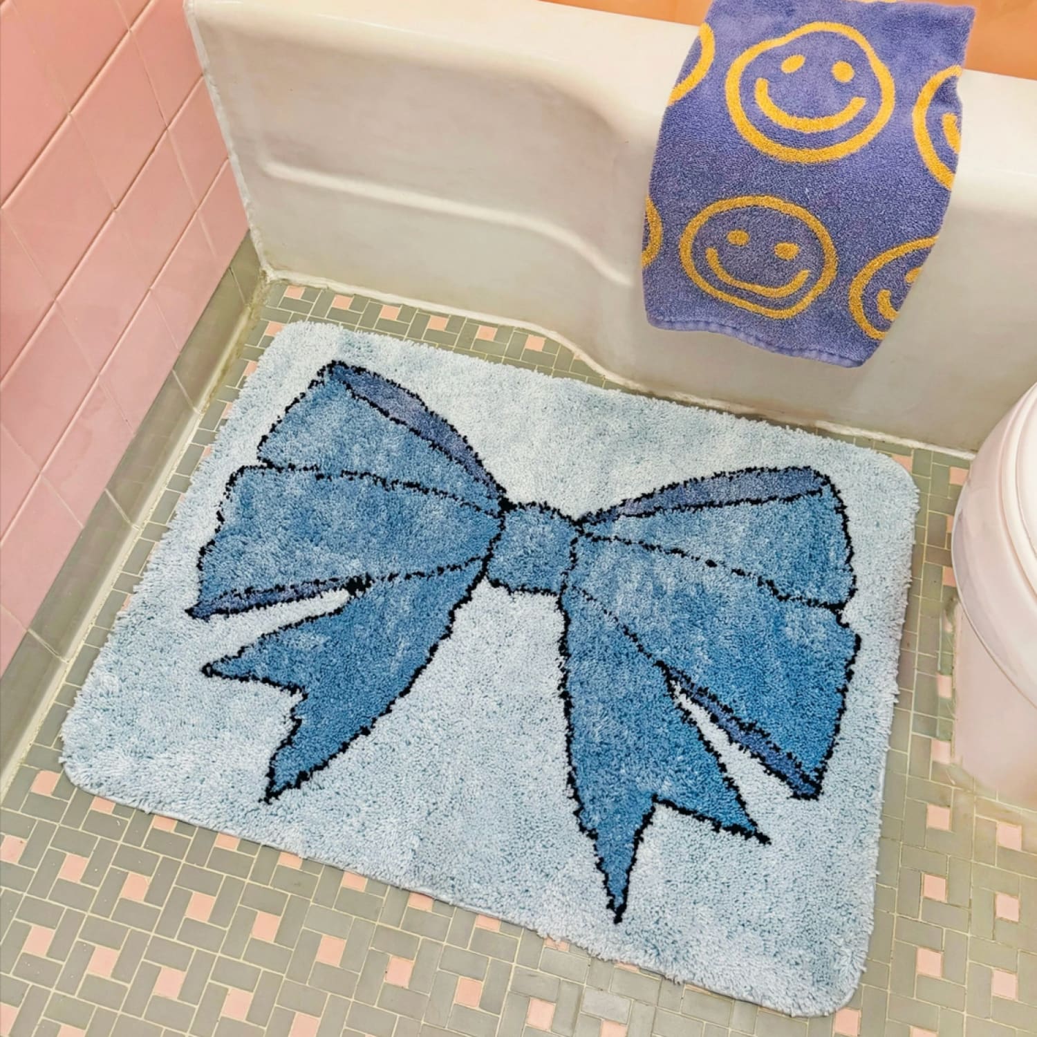 Ribbon Bow Rug Accent - Home Decor Kitsch Maximalist Novelty