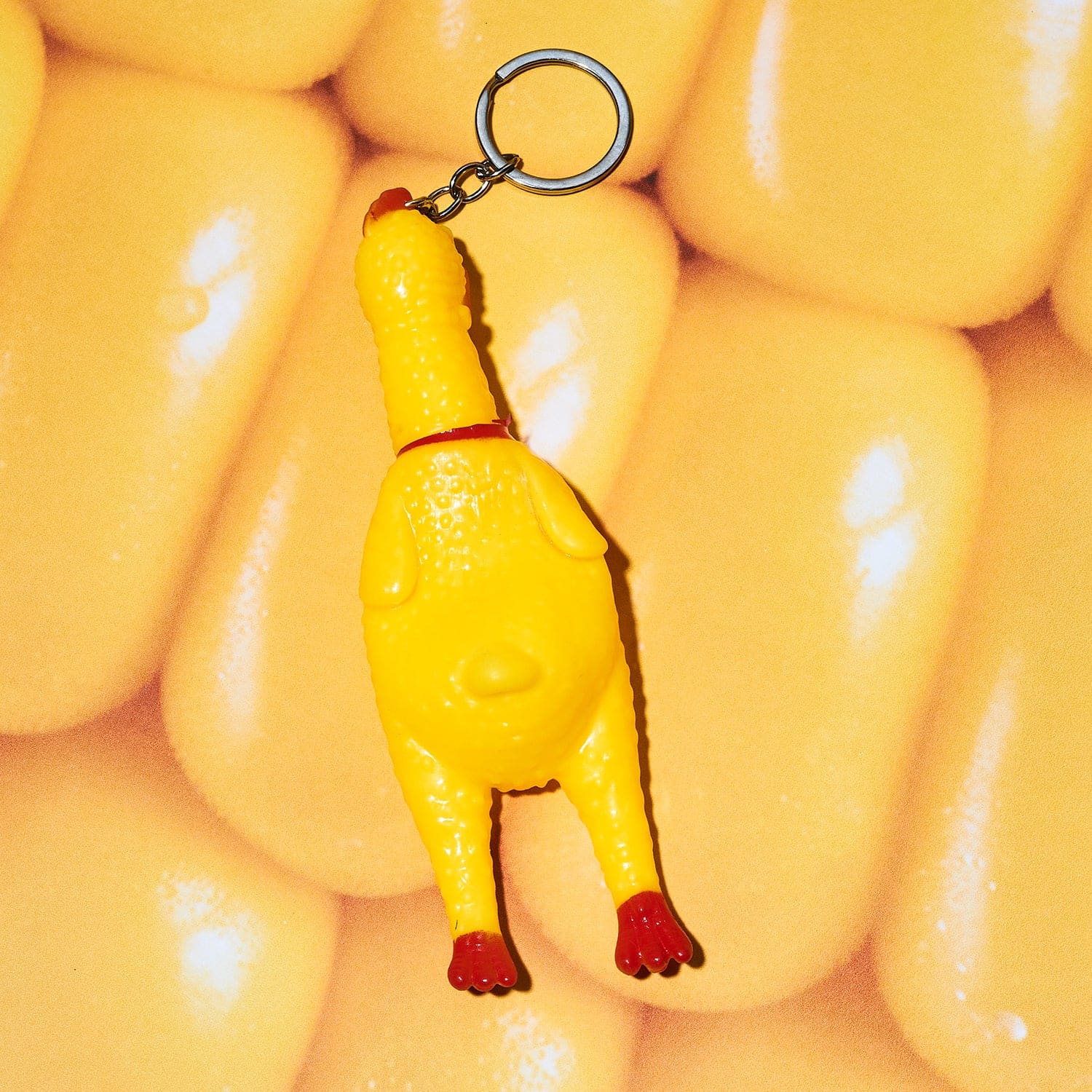 Rubber Chicken Screaming Keychain Accessory - Fake Food