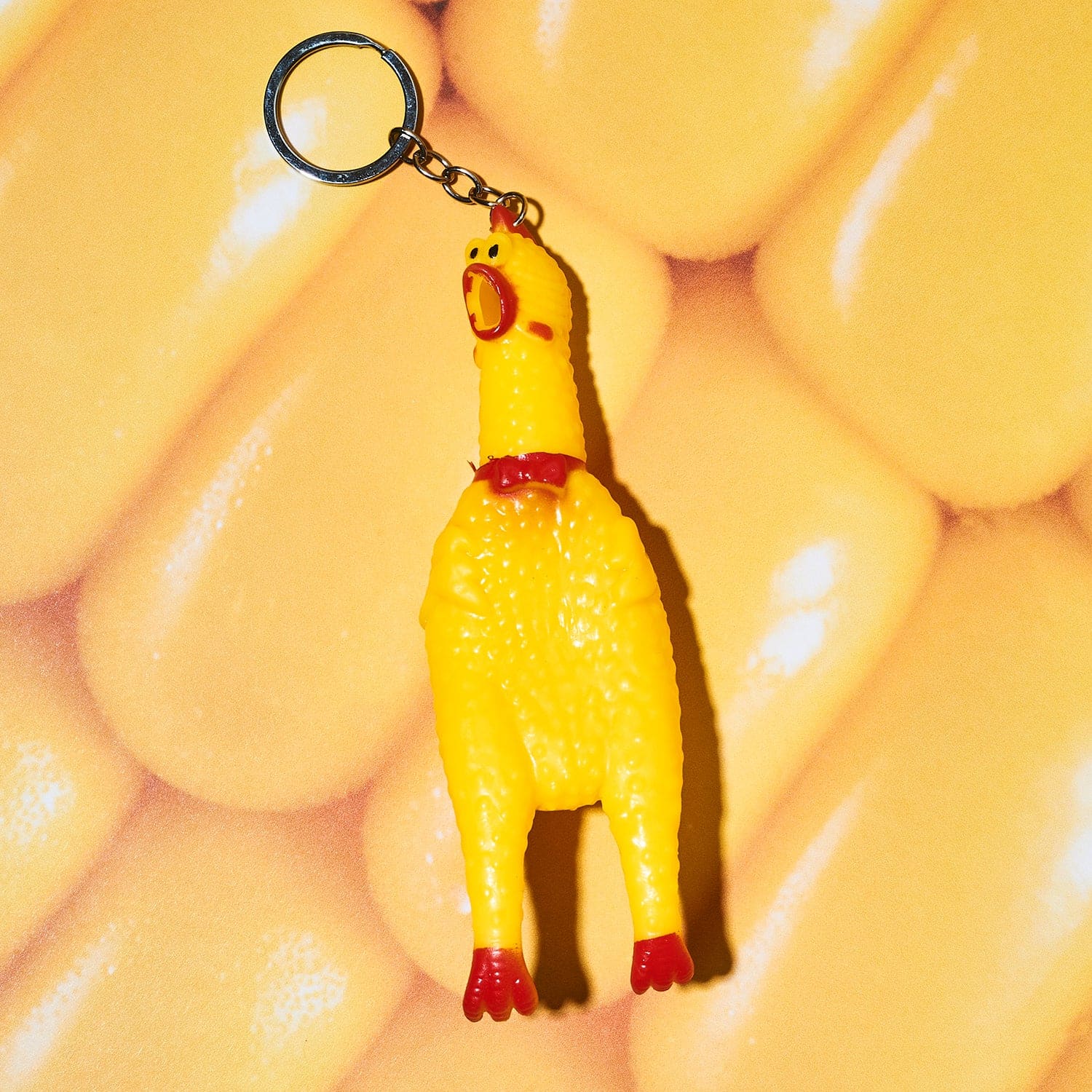 Rubber Chicken Screaming Keychain Accessory - Fake Food