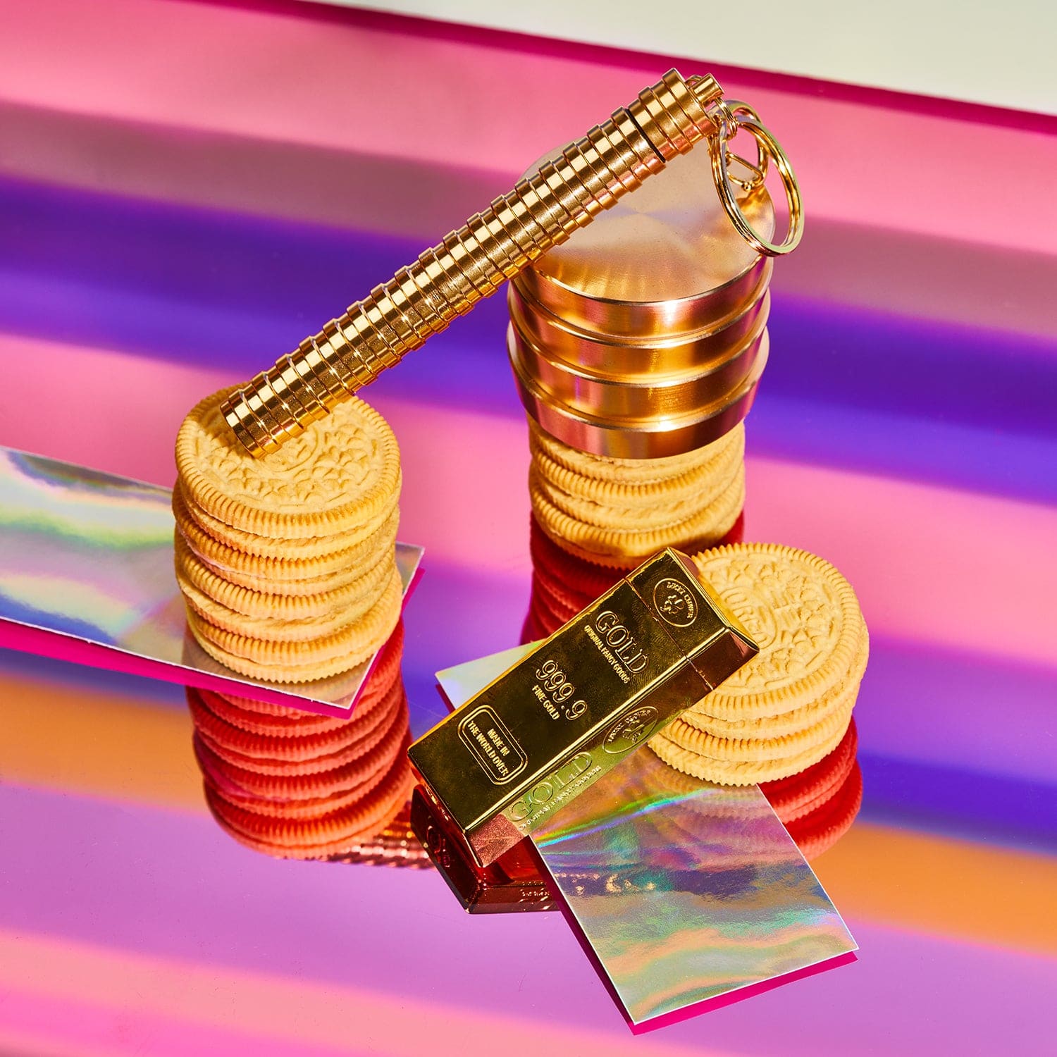 Gold Keychain Carry Case 420boss - 420time - back to School