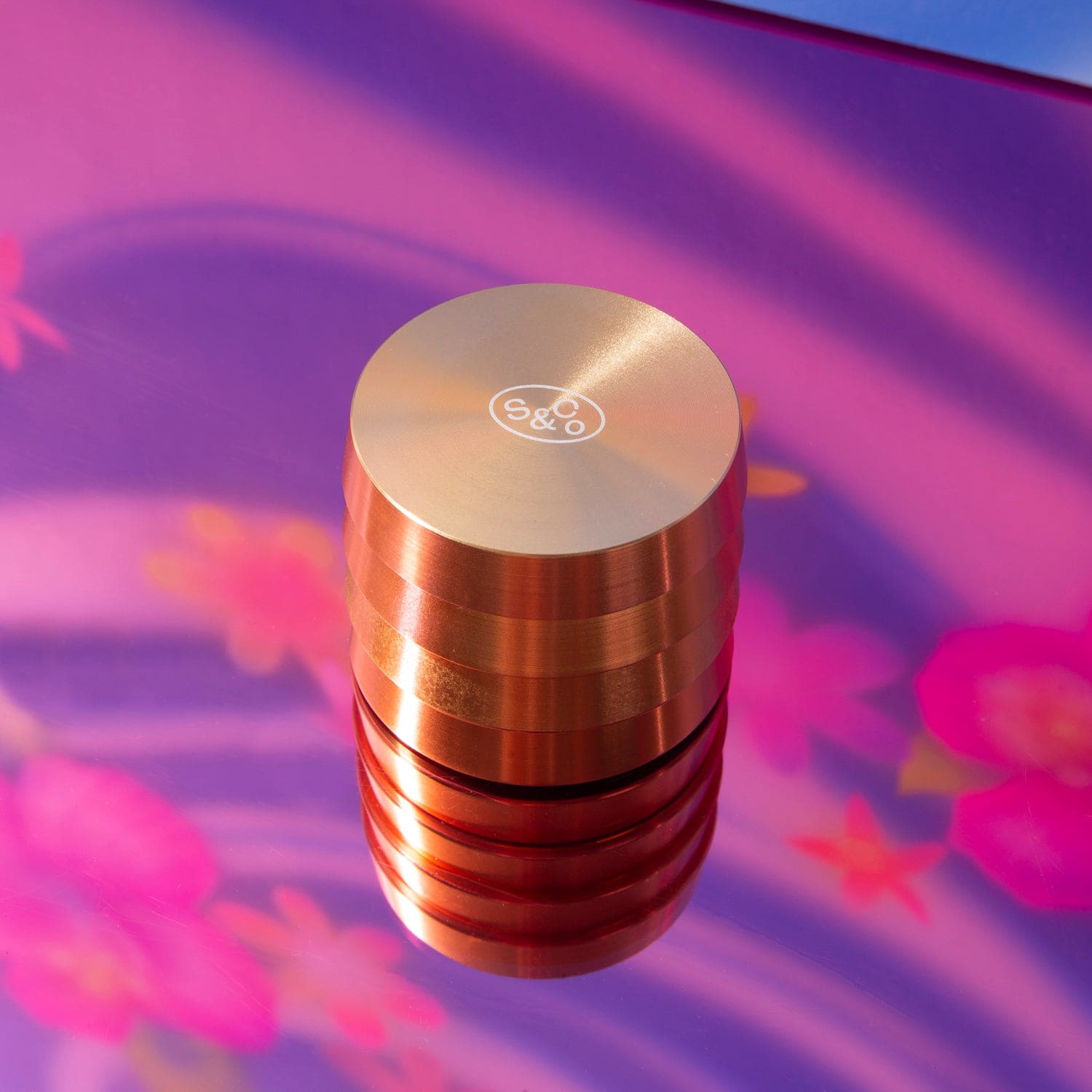 Four Tier Gold Grinder Brushed Brass - Gold - Elevated Smoke