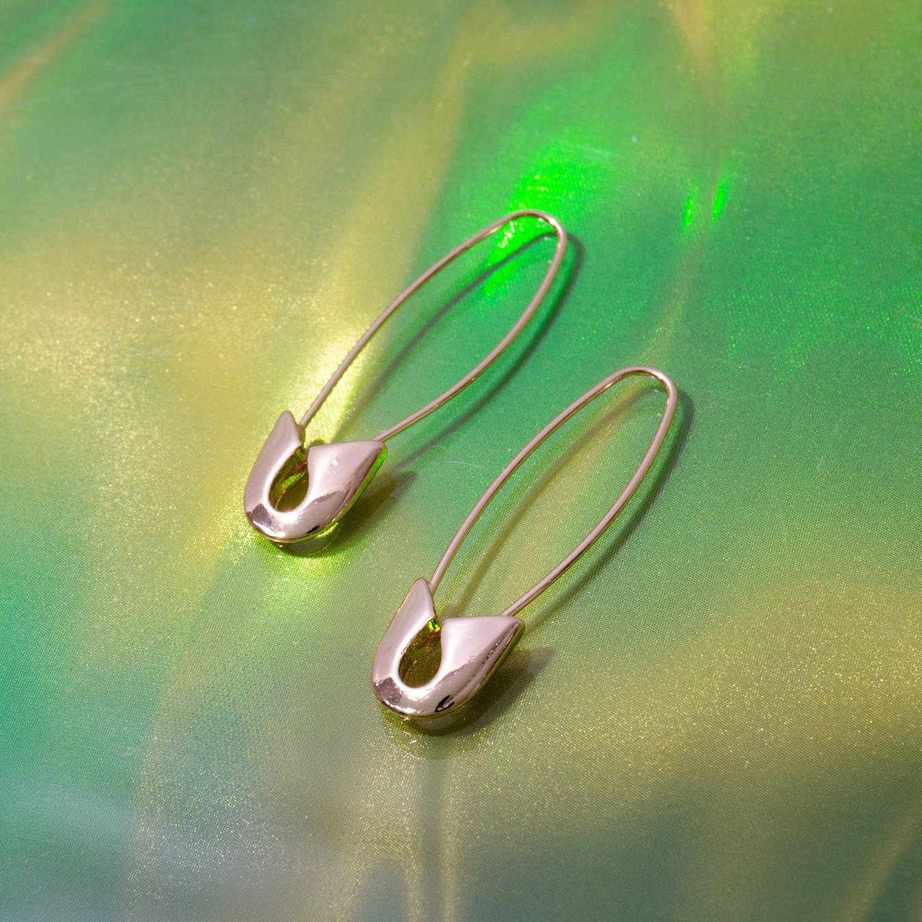 Safety Pin Hoop Earrings Gemsandjewels - Gold - Hoops -