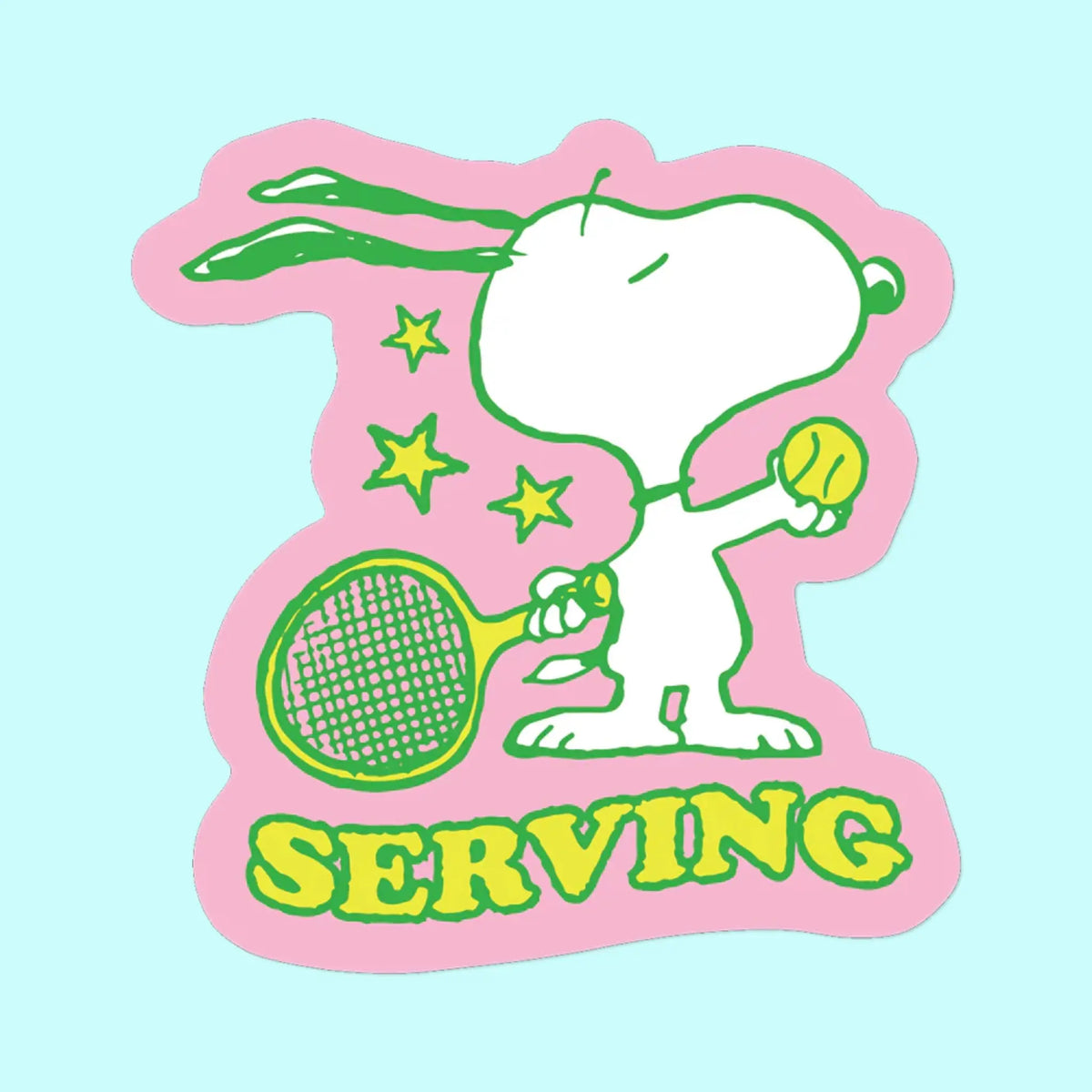Serving by Snoopy Tennis Sticker | Friends Nyc Brooklyn Ny