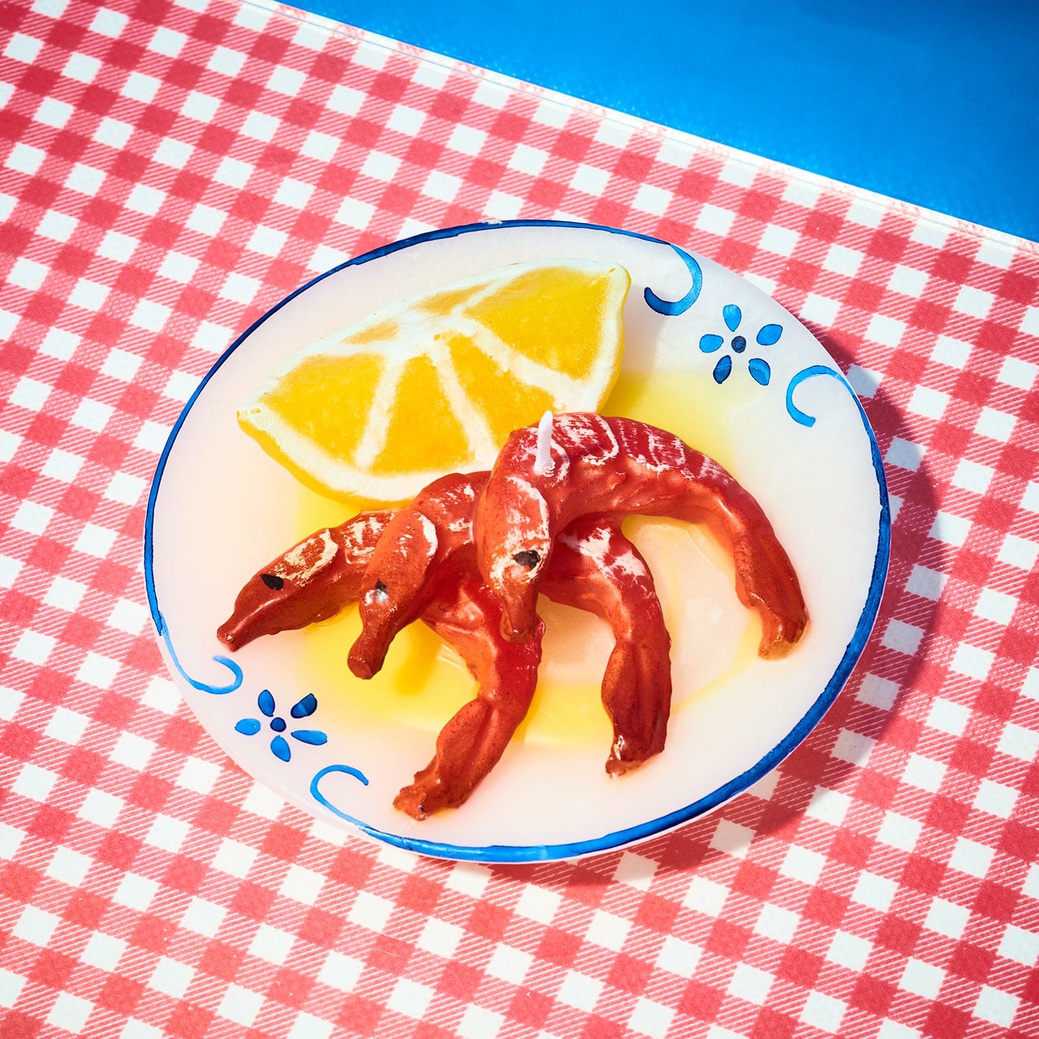 Shrimp Plate Small Blue Line Candle 2352 Candle