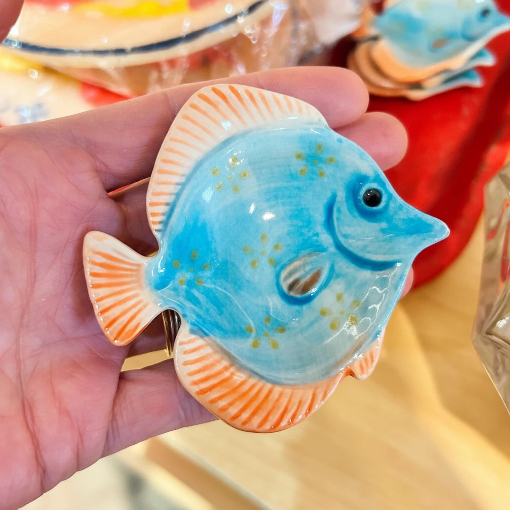 Small Fish Dish Turq & Orange Turquoise | Ceramic Trinket