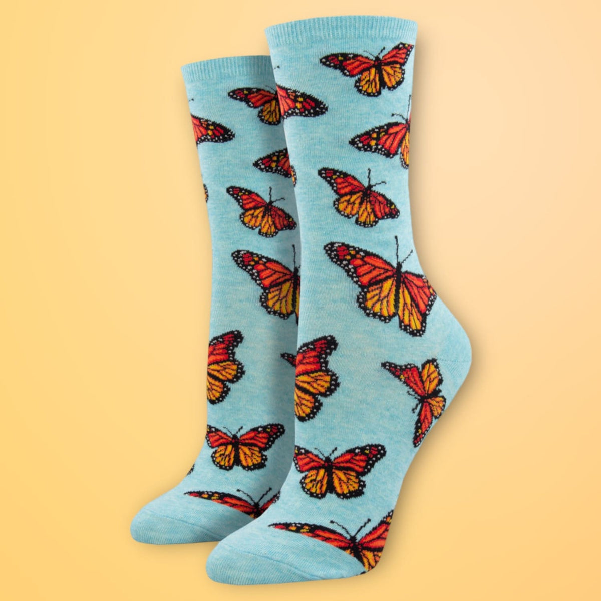 Social Butterfly - Womenβs Novelty Socks Butterfly - Monarch