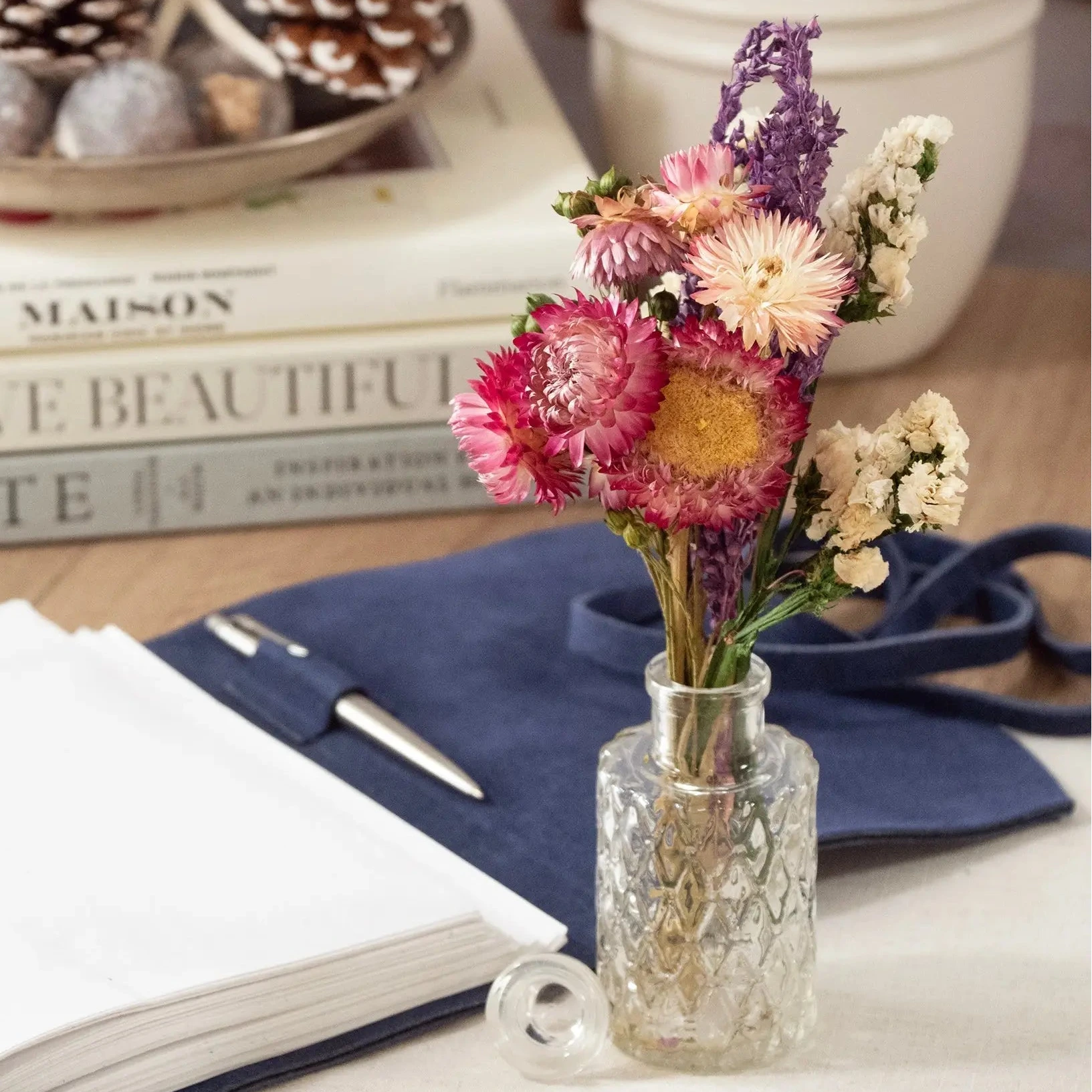 Strawflower & Larkspur Dried Flower Bouquet Bundle