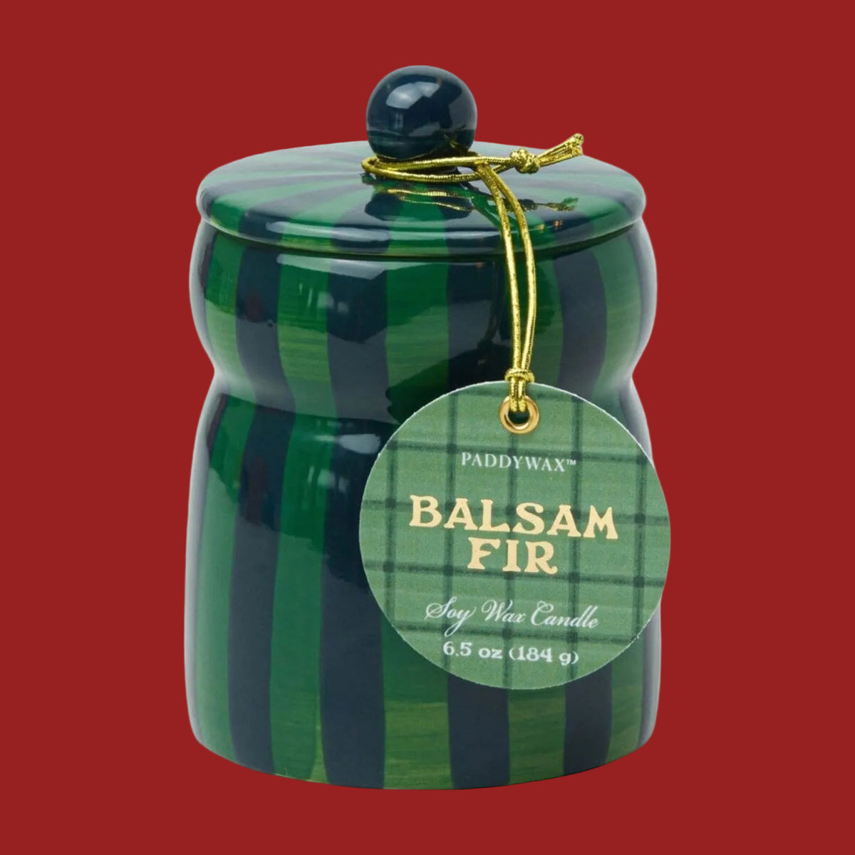 Balsam Fir Striped Cabana with Lid Candle Candle - Candles