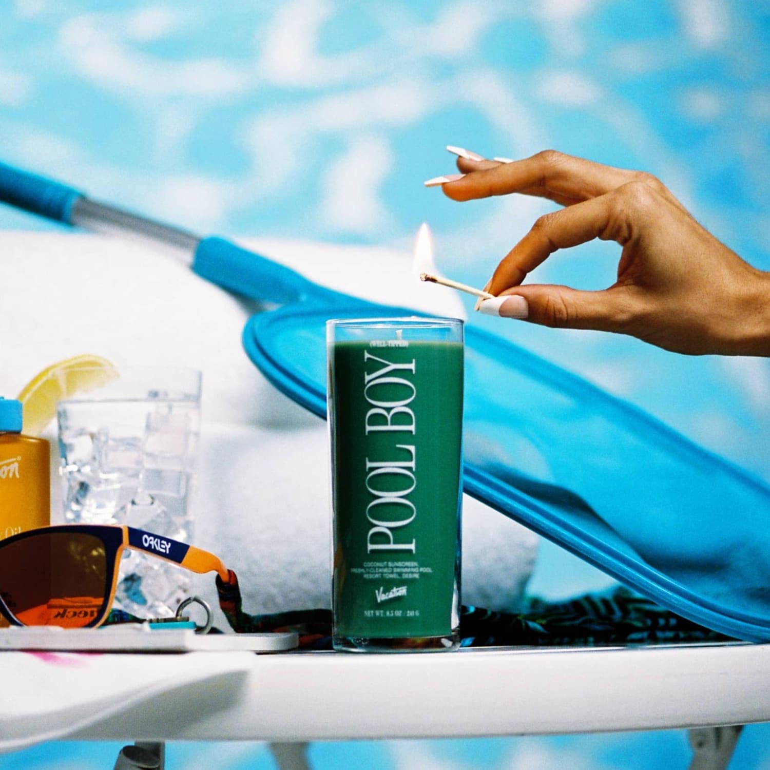 Well-tipped Pool Boy Pillar Candle Candle - Vacation