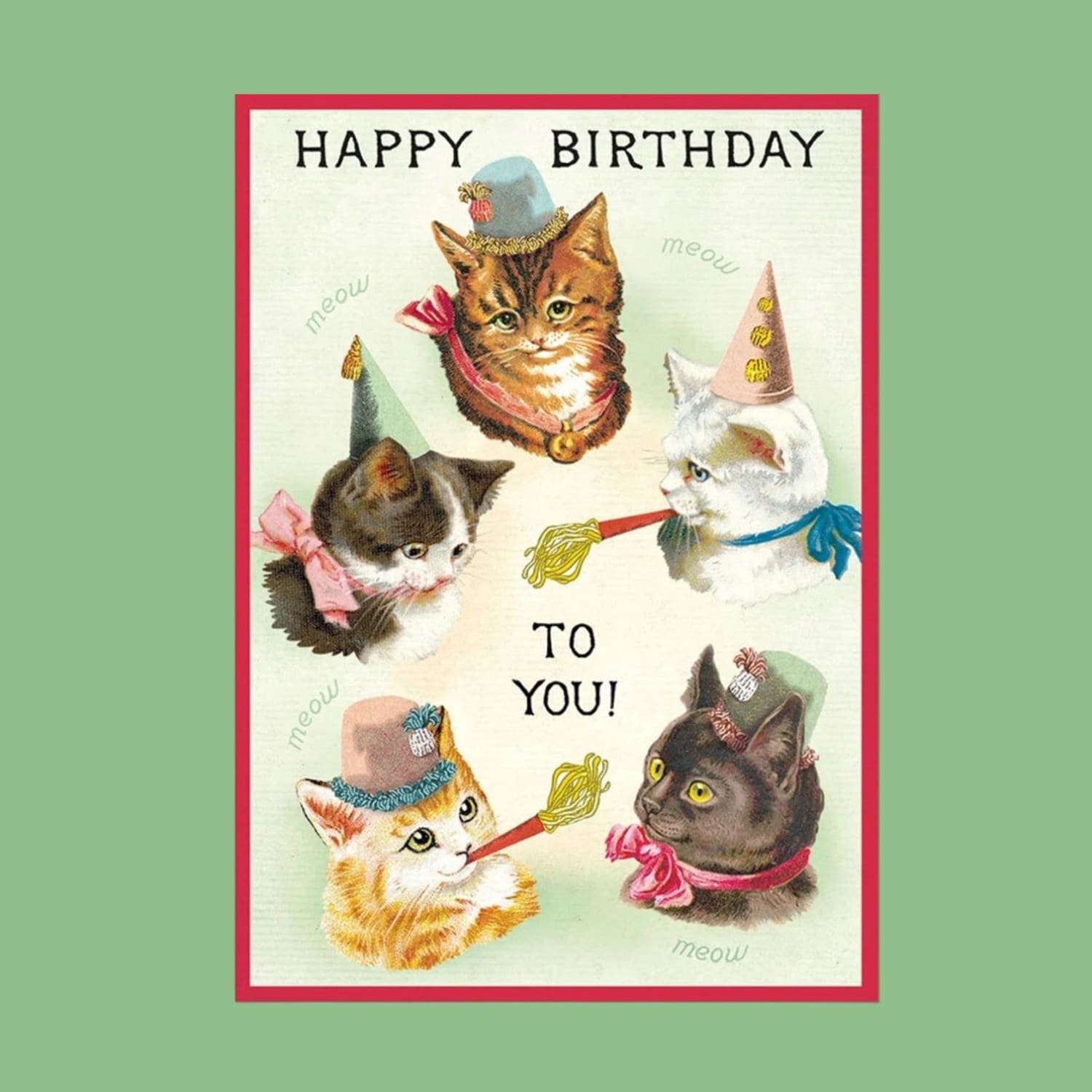 Vintage Cat Party Birthday Greeting Card Birthday Card