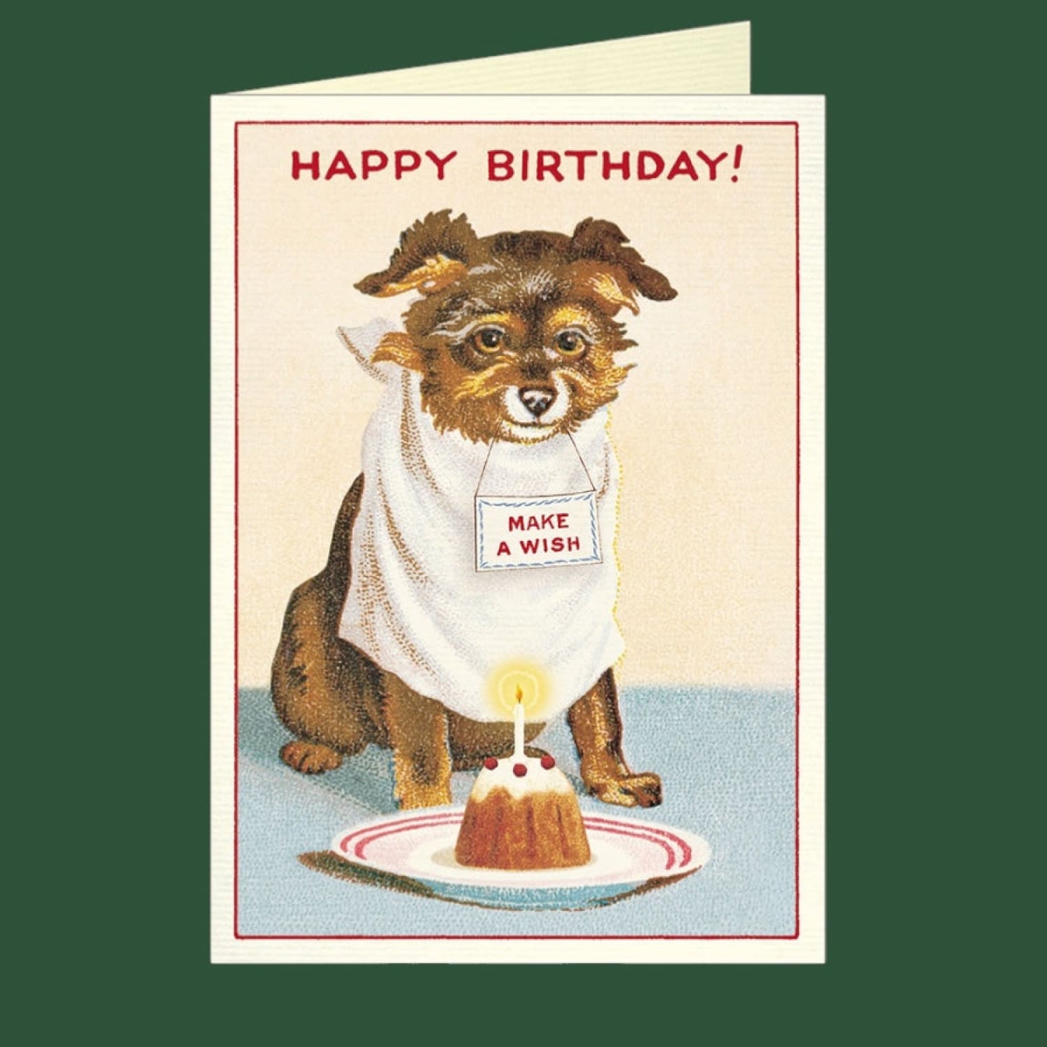 Vintage Dog Make a Wish Birthday Greeting Card Birthday