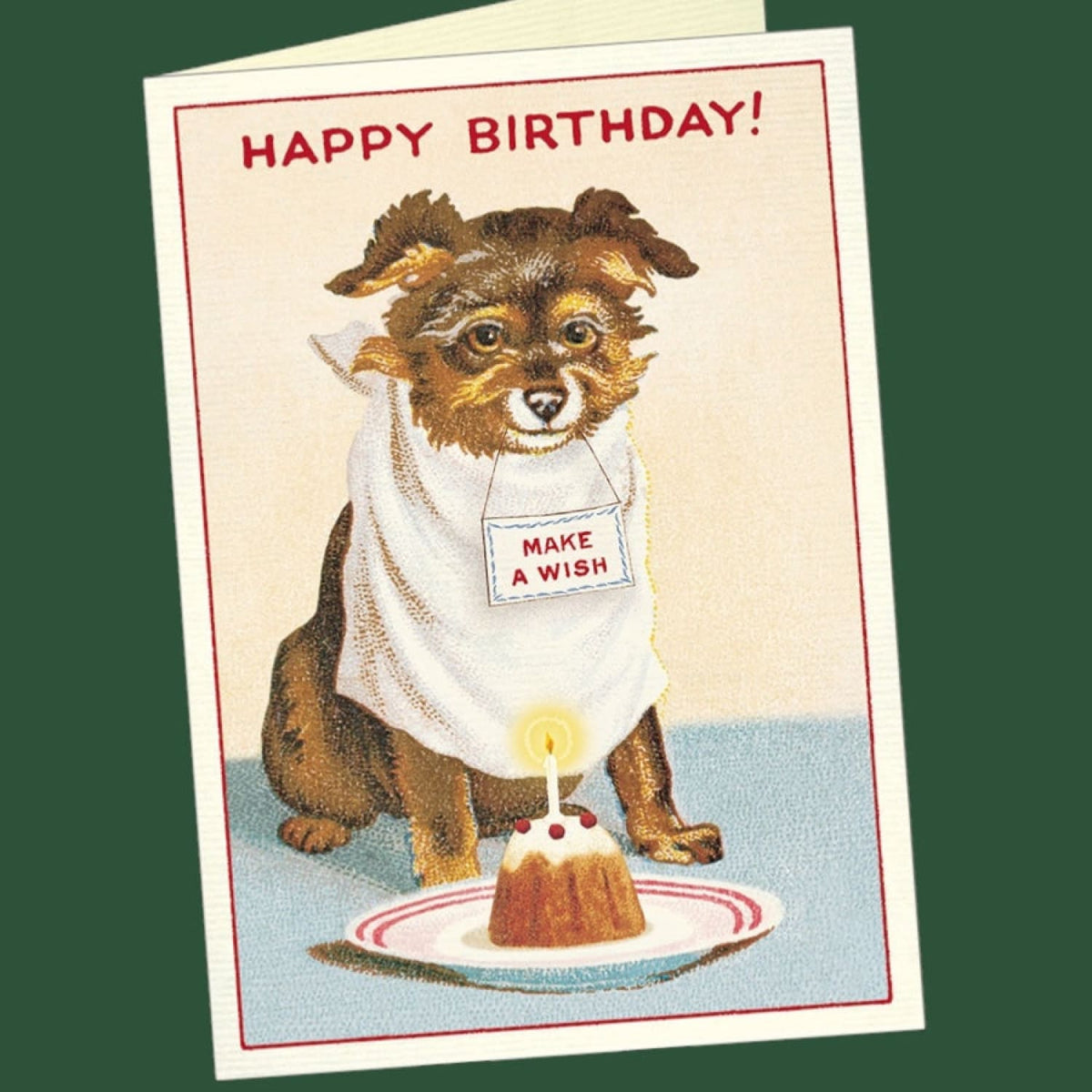 Vintage Dog Make a Wish Birthday Greeting Card Birthday