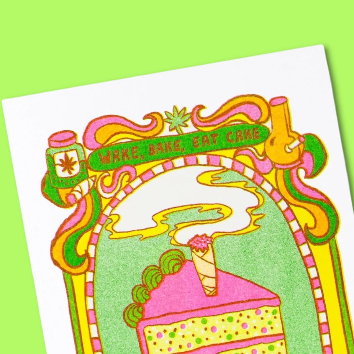 Wake Bake Eat Cake Birthday Greeting Card A2 - Birthday