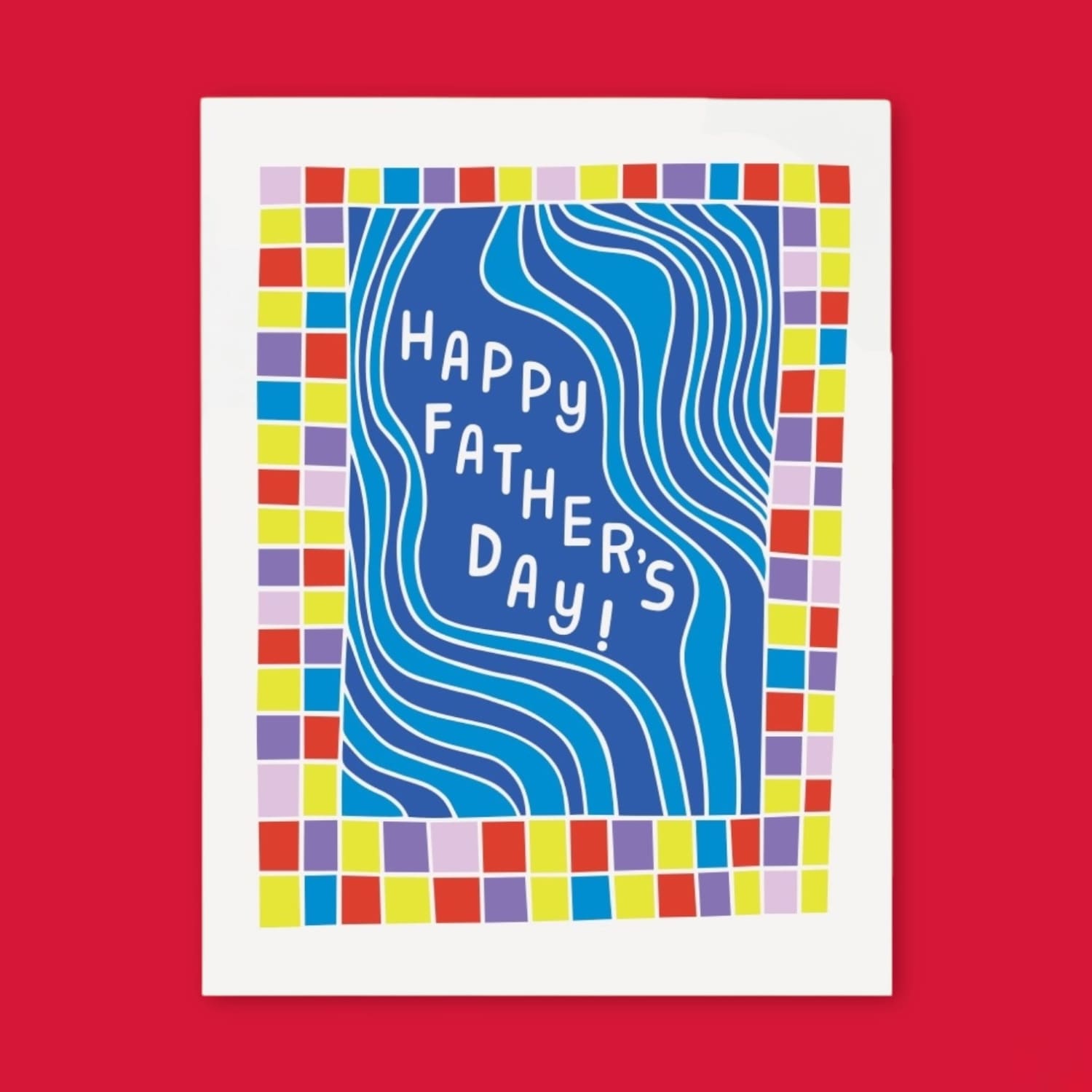 Wavy Dad Father’s Day Greeting Card A2 - Blank - Blue