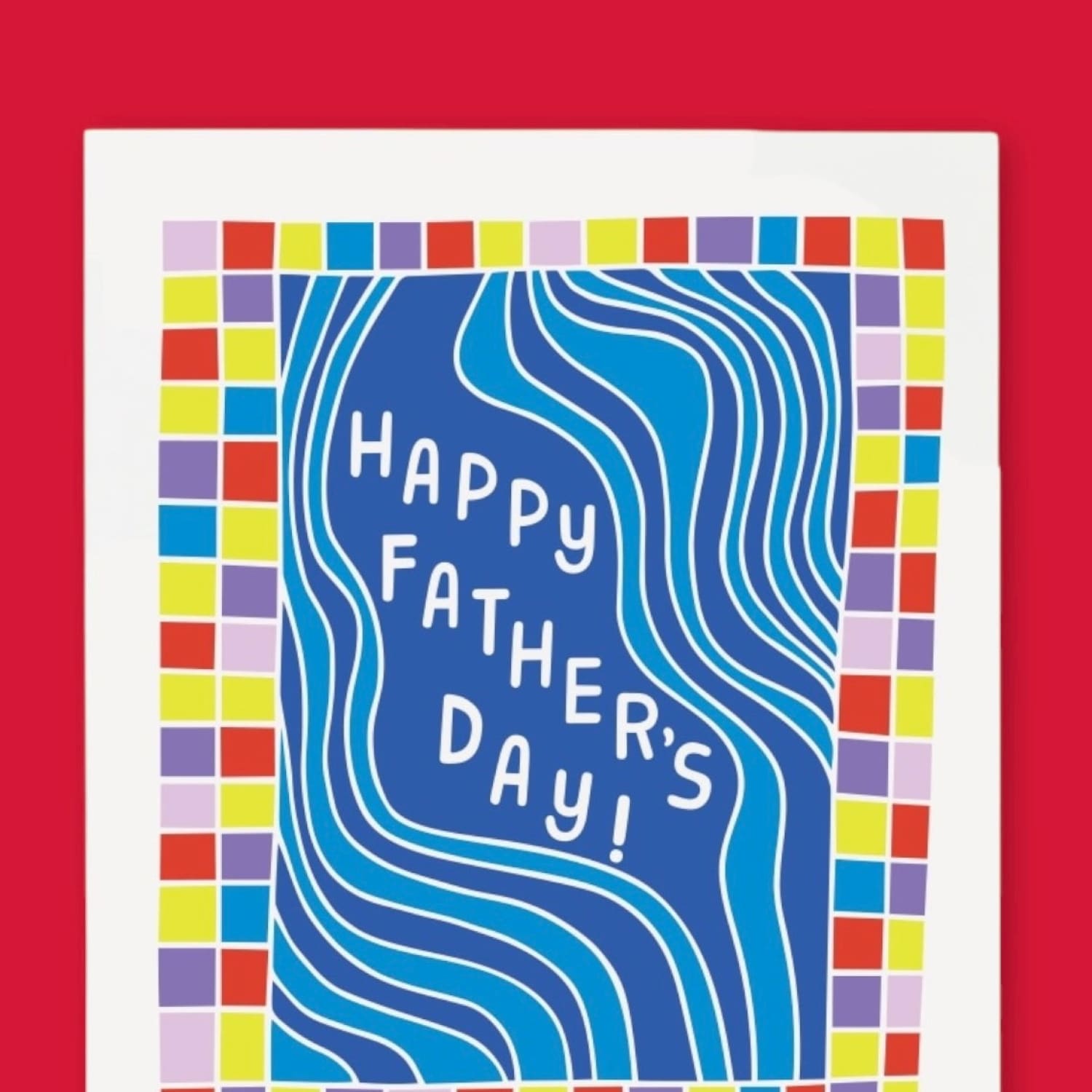 Wavy Dad Father’s Day Greeting Card A2 - Blank - Blue