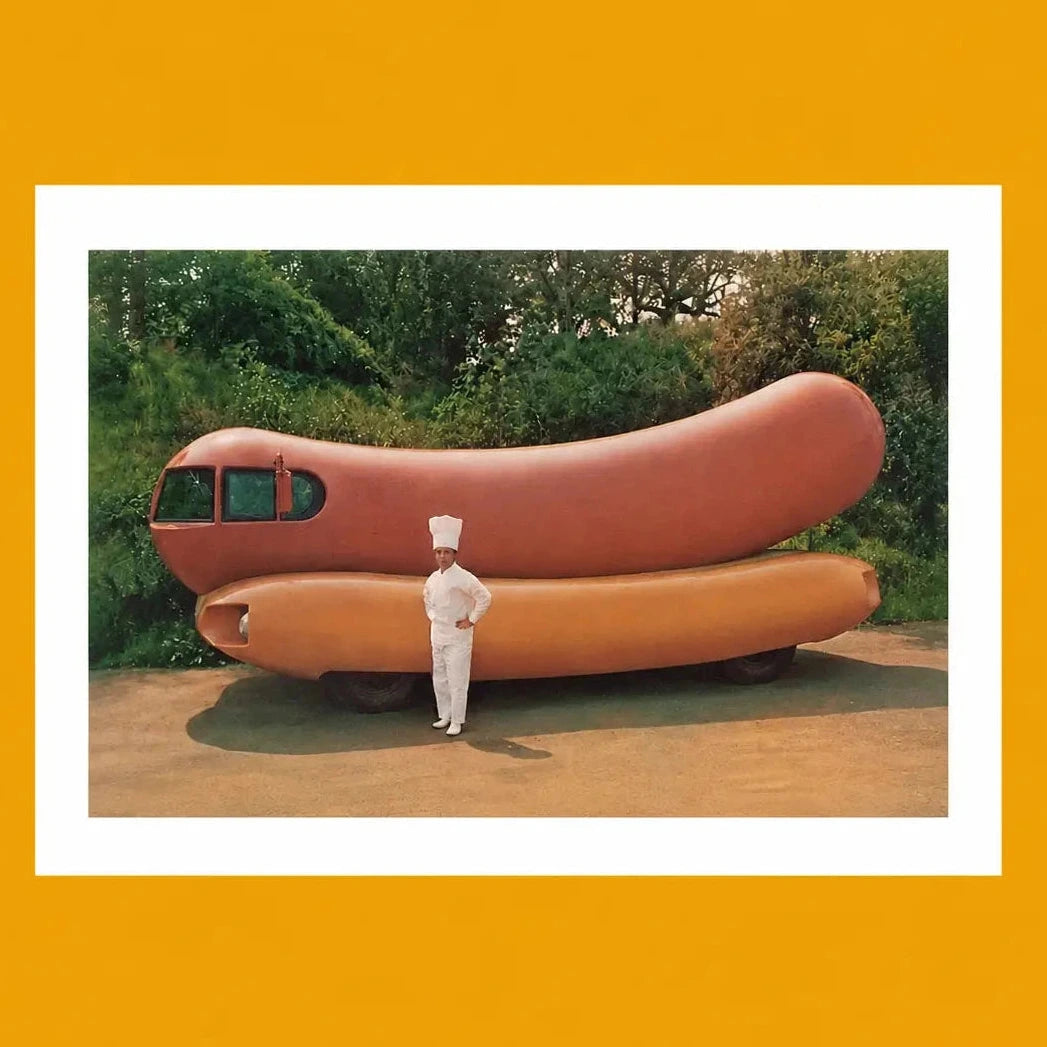 Wienermobile and Chef Postcard Fip | Friends Nyc Brooklyn Ny