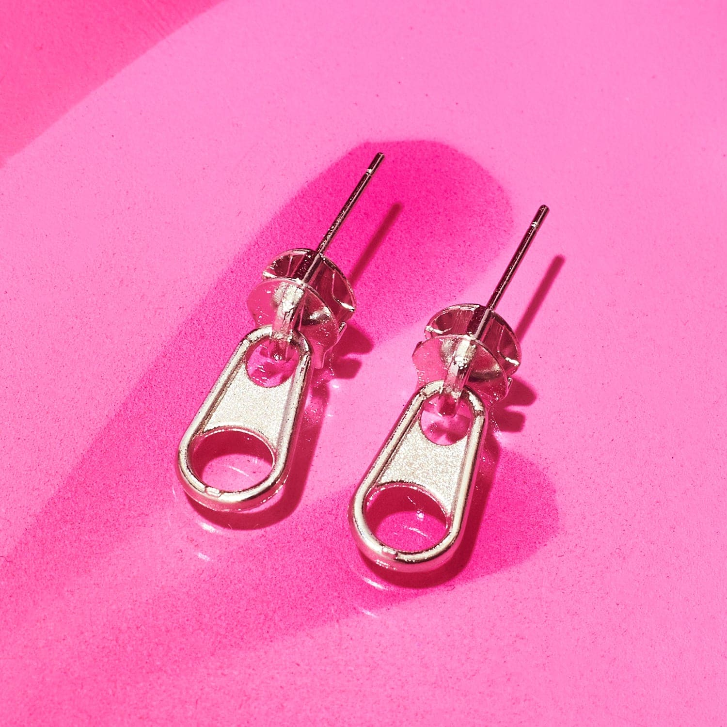 Zipper Pull Earrings Silver E17228-1 Accessories - Cute