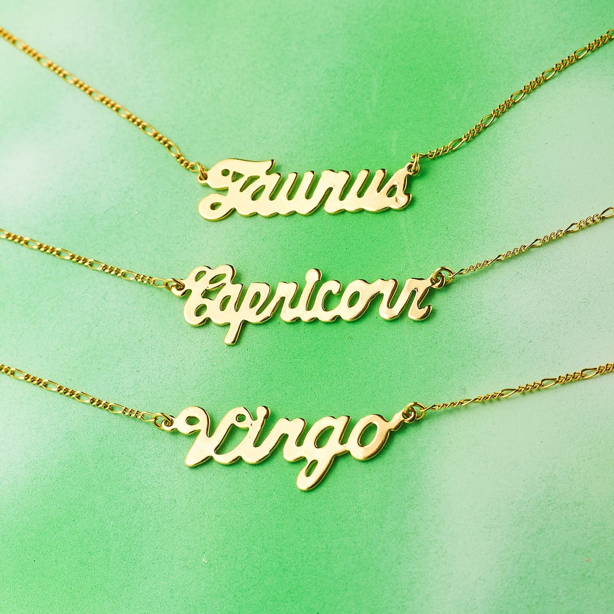 Zodiac Script Necklace Aquarius - Aries - Bling - Cancer -