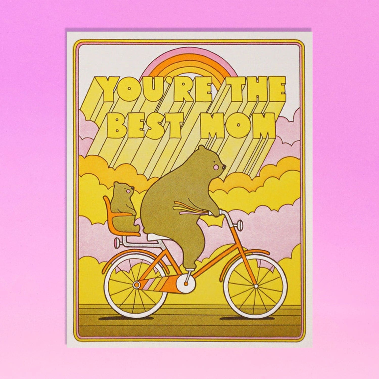 Best Mom Bear Greeting Card 70s - Bike - Cycling -